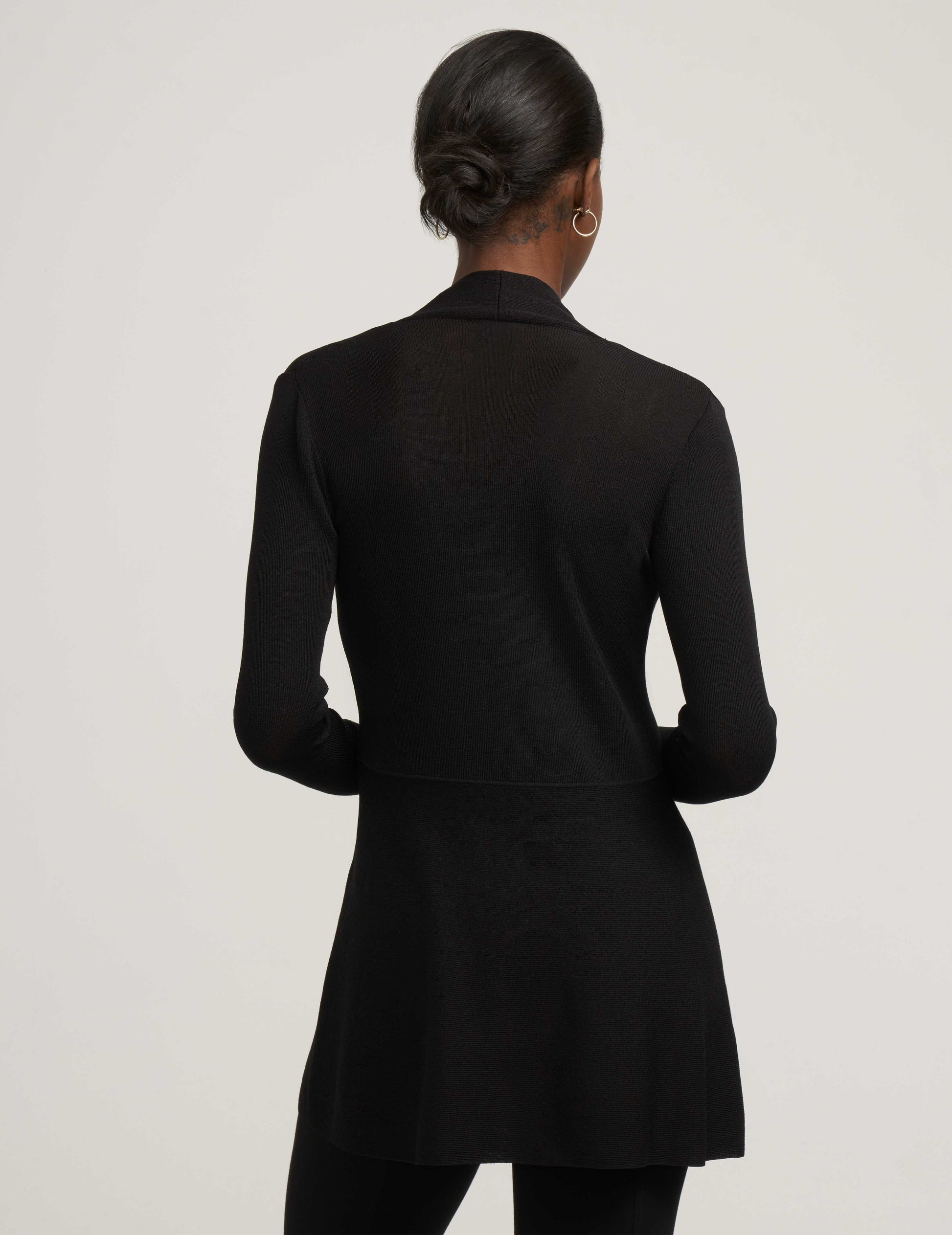 Anne Klein Monterey Open-Front Cardigan in Black