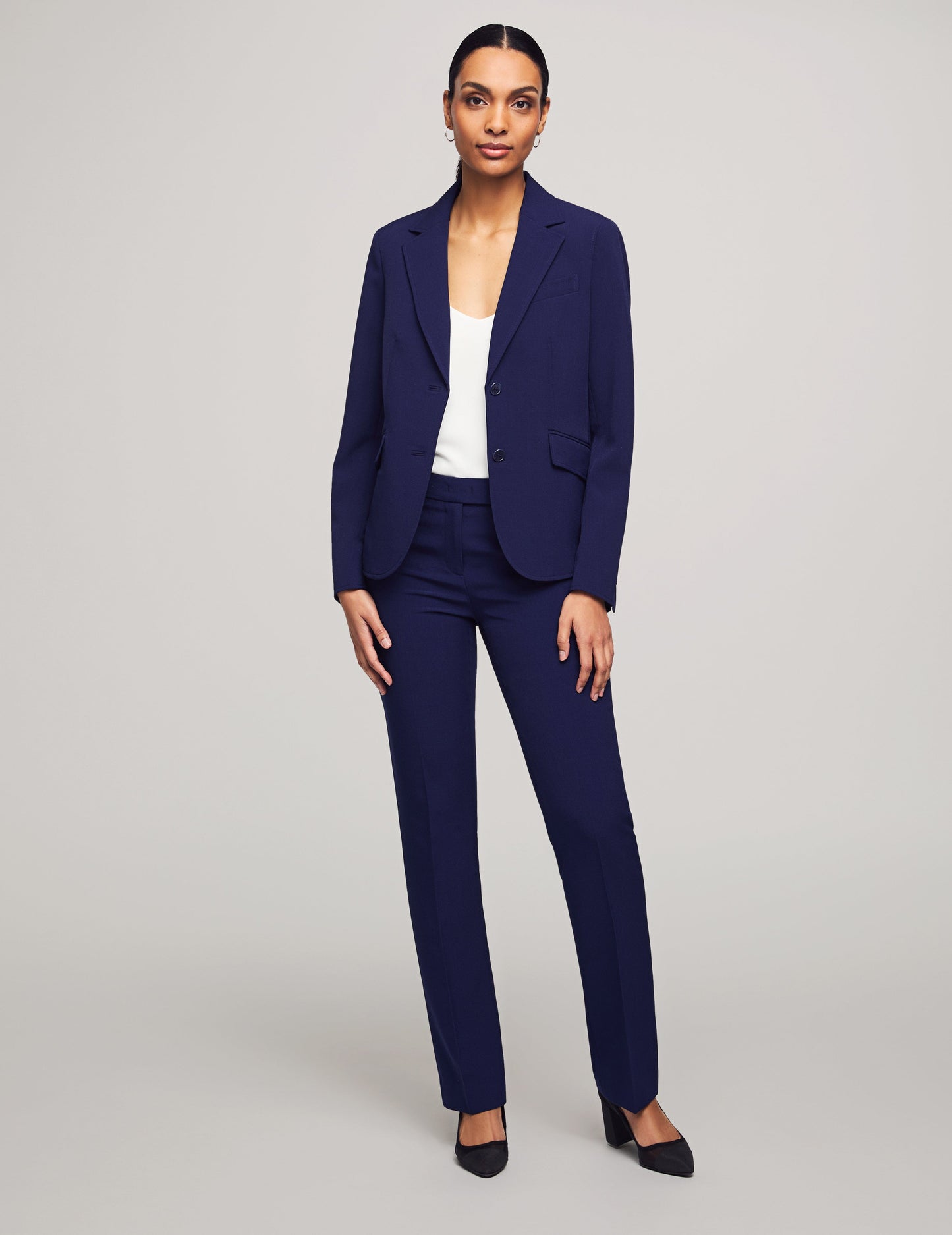 Anne Klein 3-Piece Skirt & Pants Suit Set in Navy