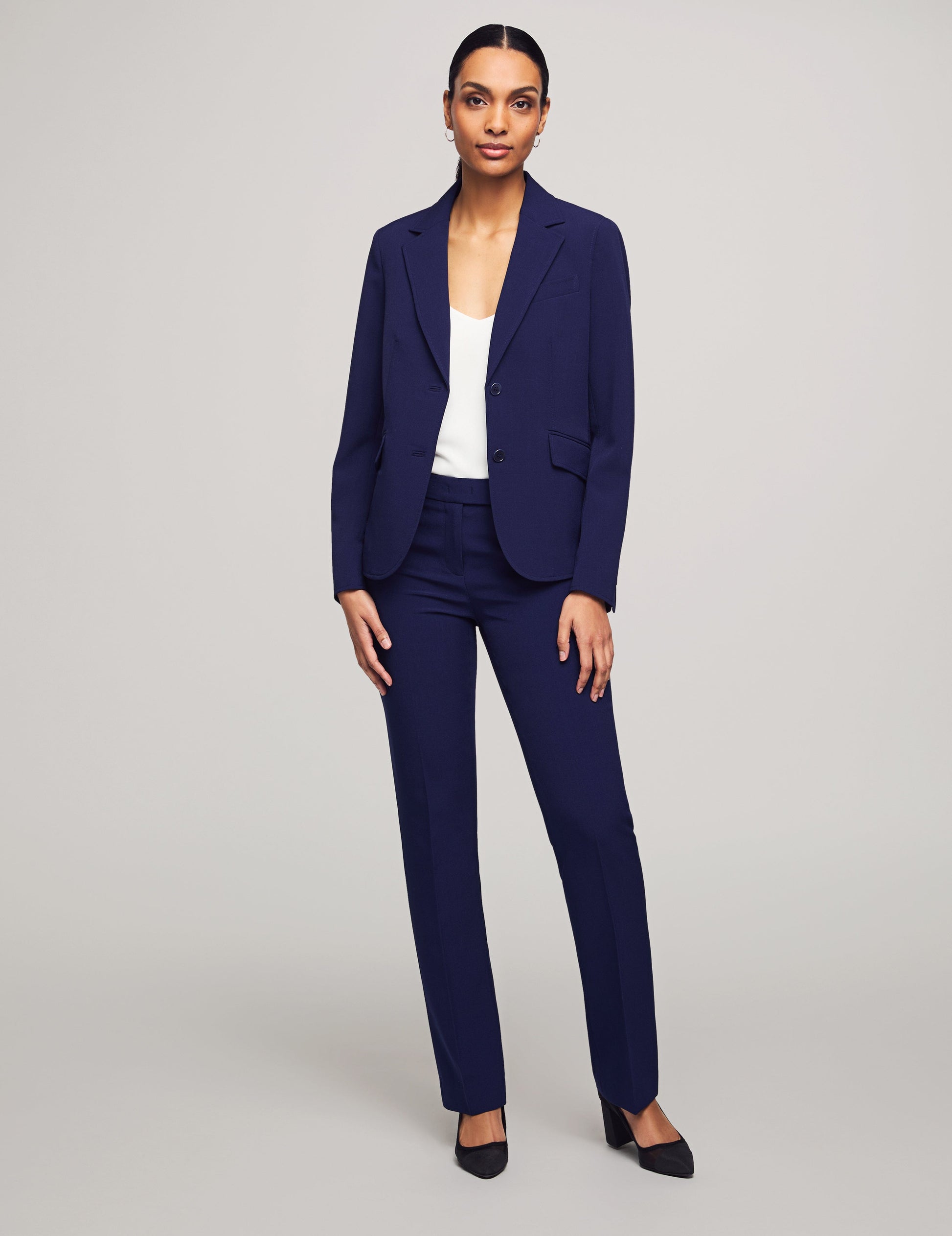 Anne Klein 3-Piece Skirt & Pants Suit Set in Navy