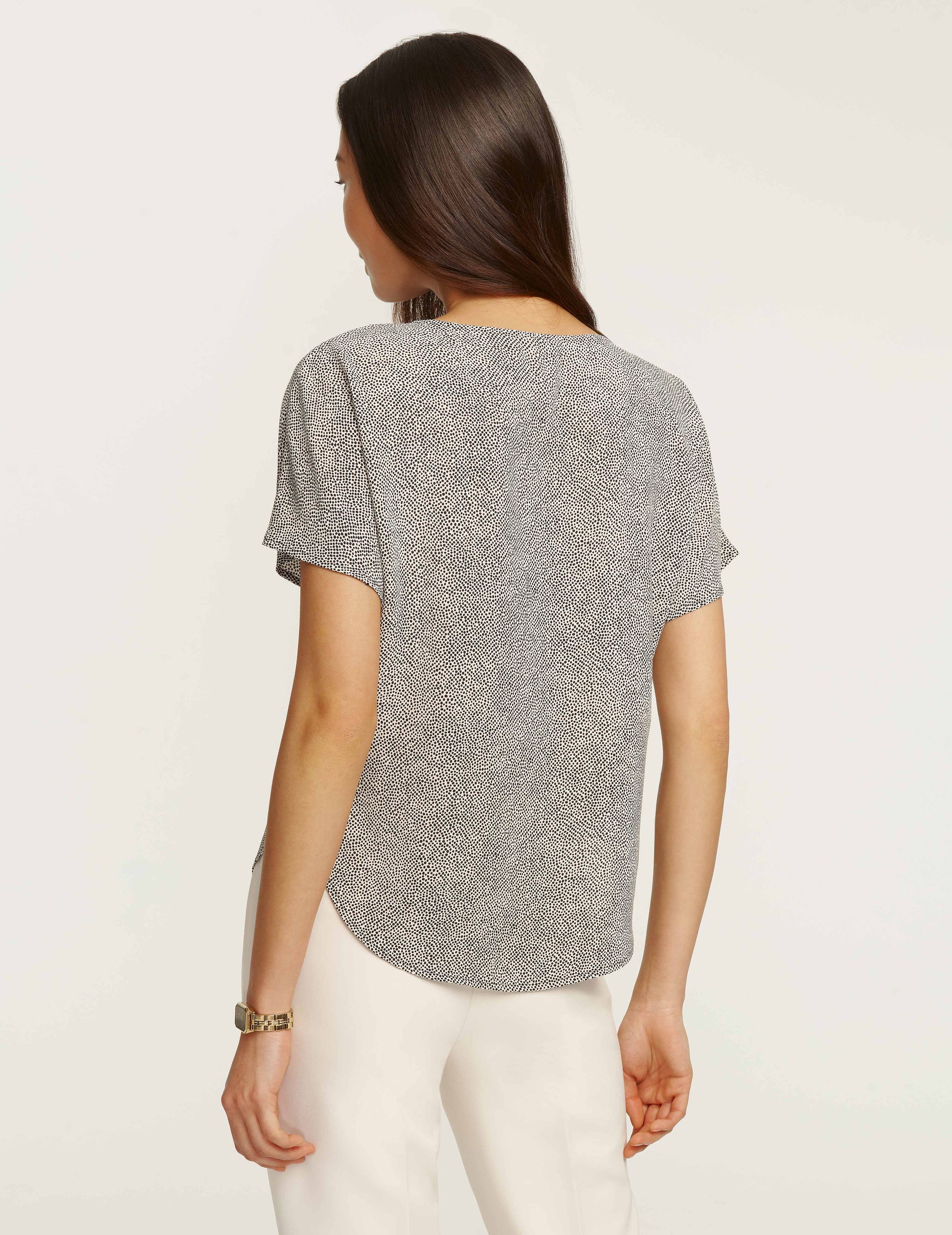 Anne Klein Mini Dot Bateau Blouse in Polyester