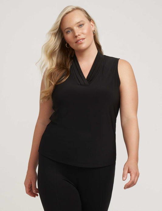 Anne Klein Plus Size Triple Pleat Sleeveless Top