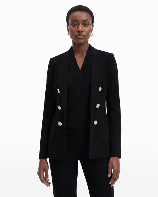 Anne Klein Double Breasted Blazer with Patch Pockets