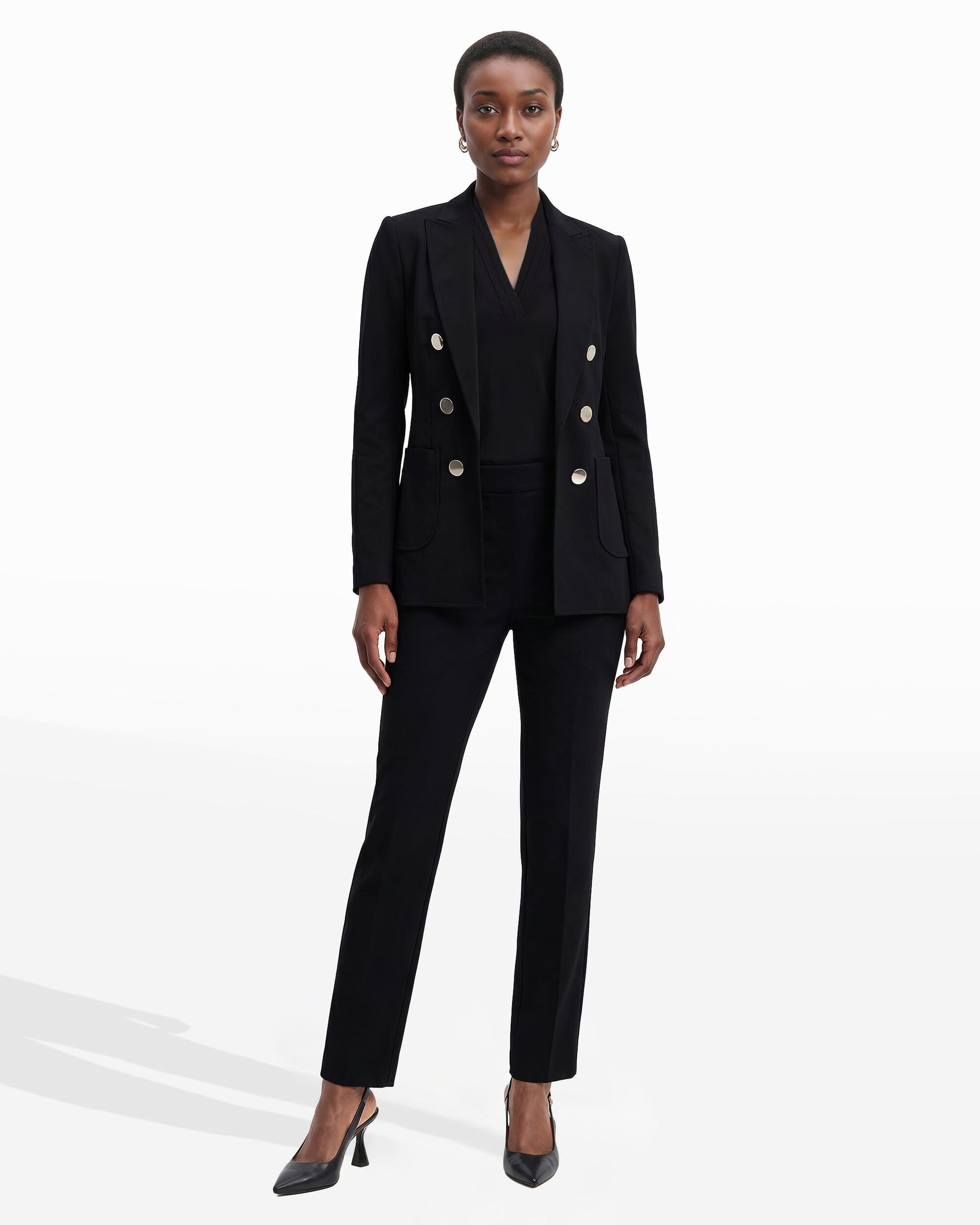 Anne Klein Double Breasted Blazer with Patch Pockets