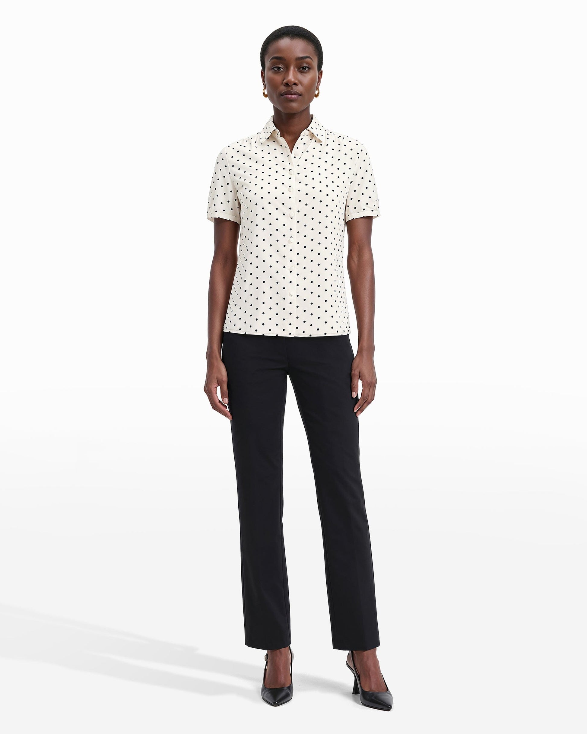 Anne Klein Polka Dot Cap Sleeve Blouse