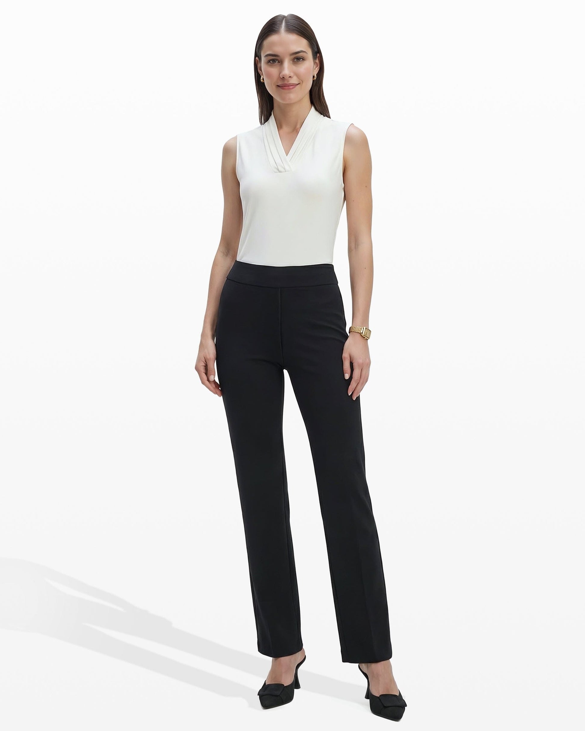 Anne Klein Pull On Straight Leg Trouser with Pockets