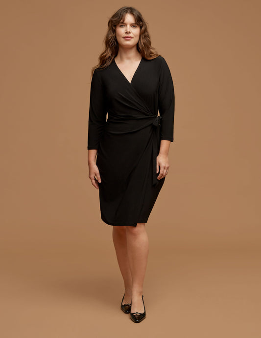 Anne Klein Plus Size Wrap Dress in Black