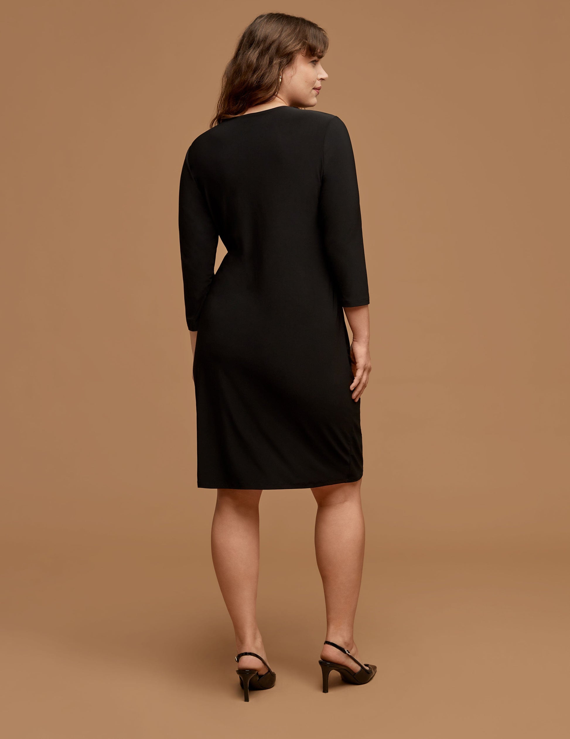 Anne Klein Plus Size Wrap Dress in Black