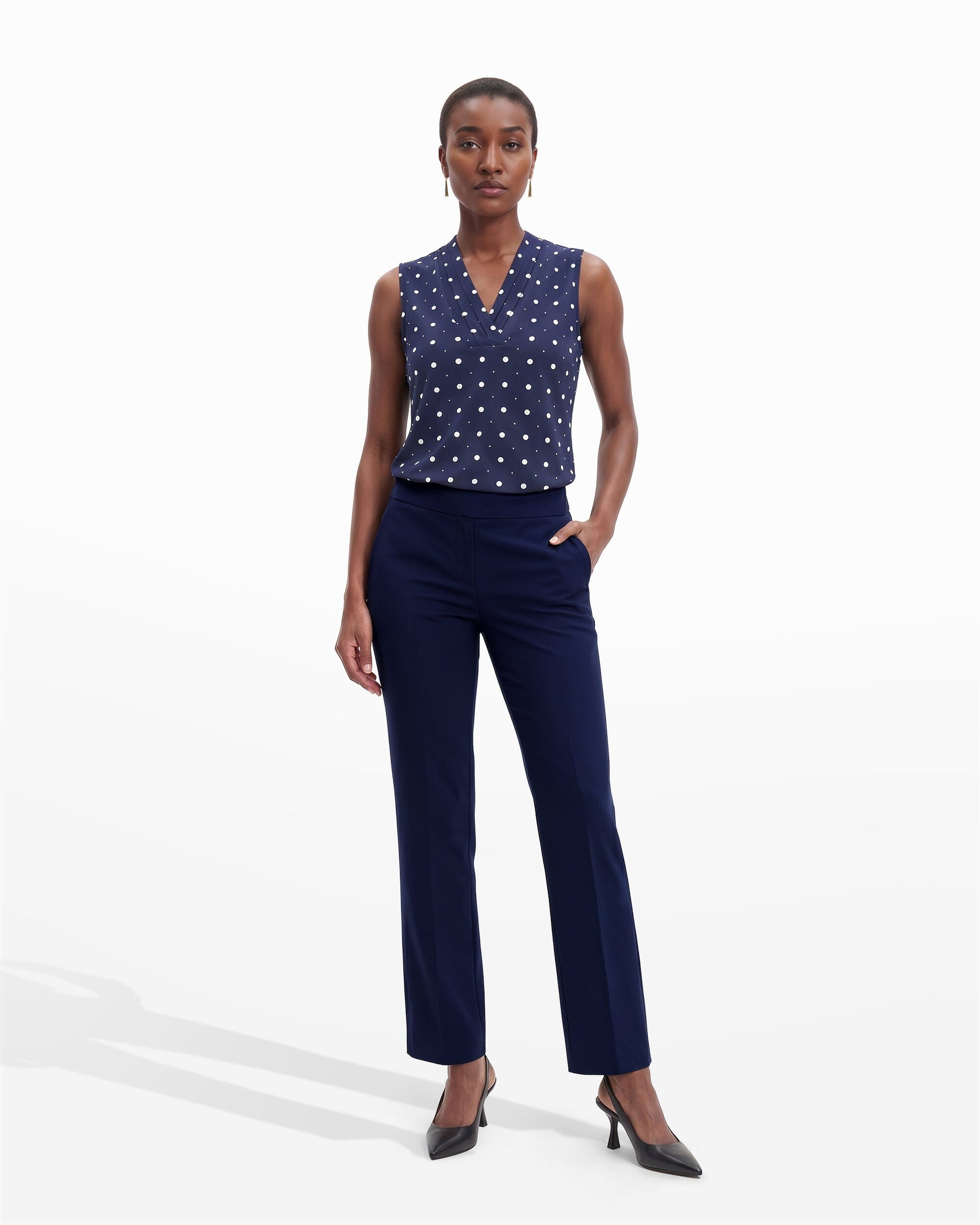 Anne Klein Pull On Straight Leg Trouser with Pockets