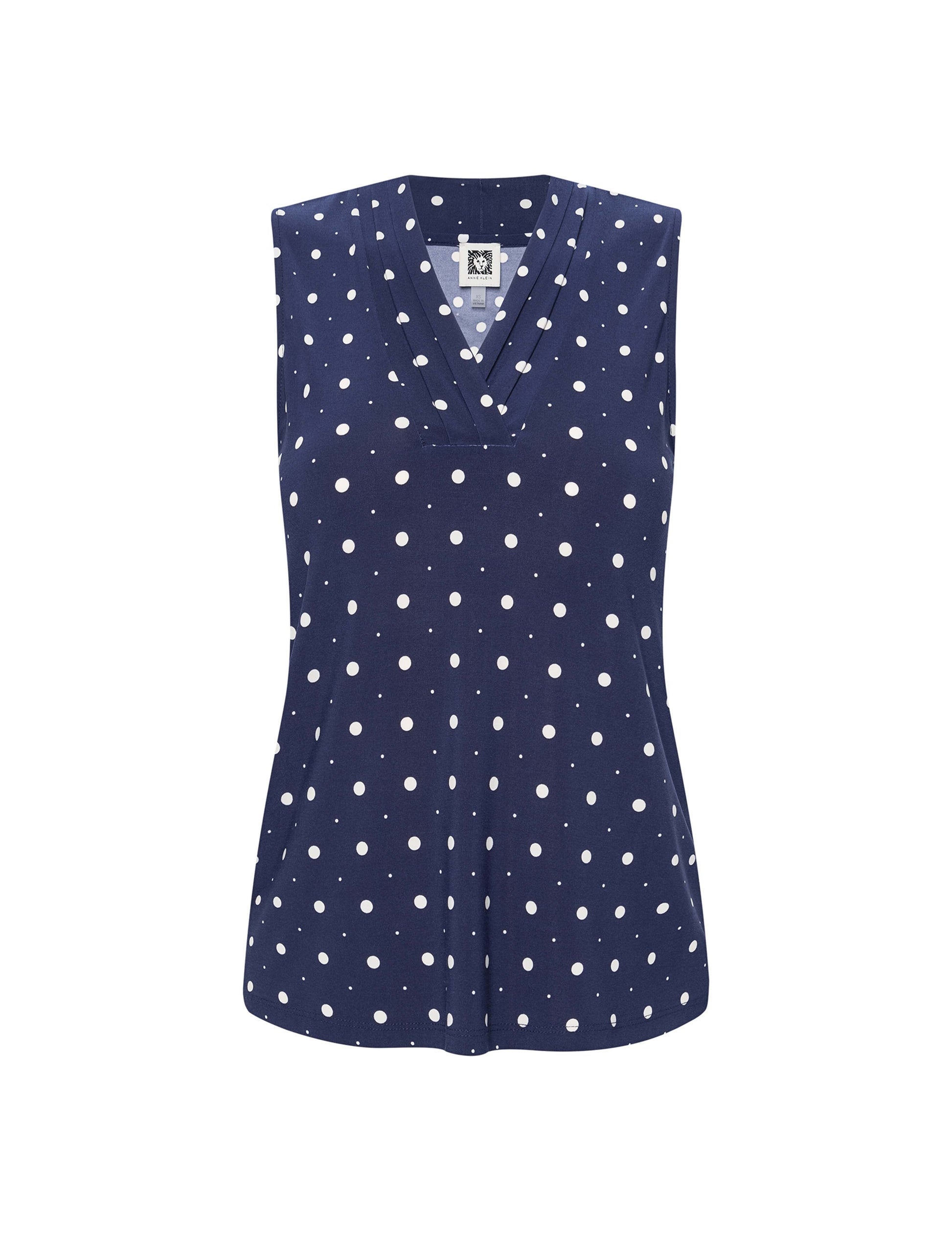 Anne Klein Printed Sleeveless V-Neck Pleat Top