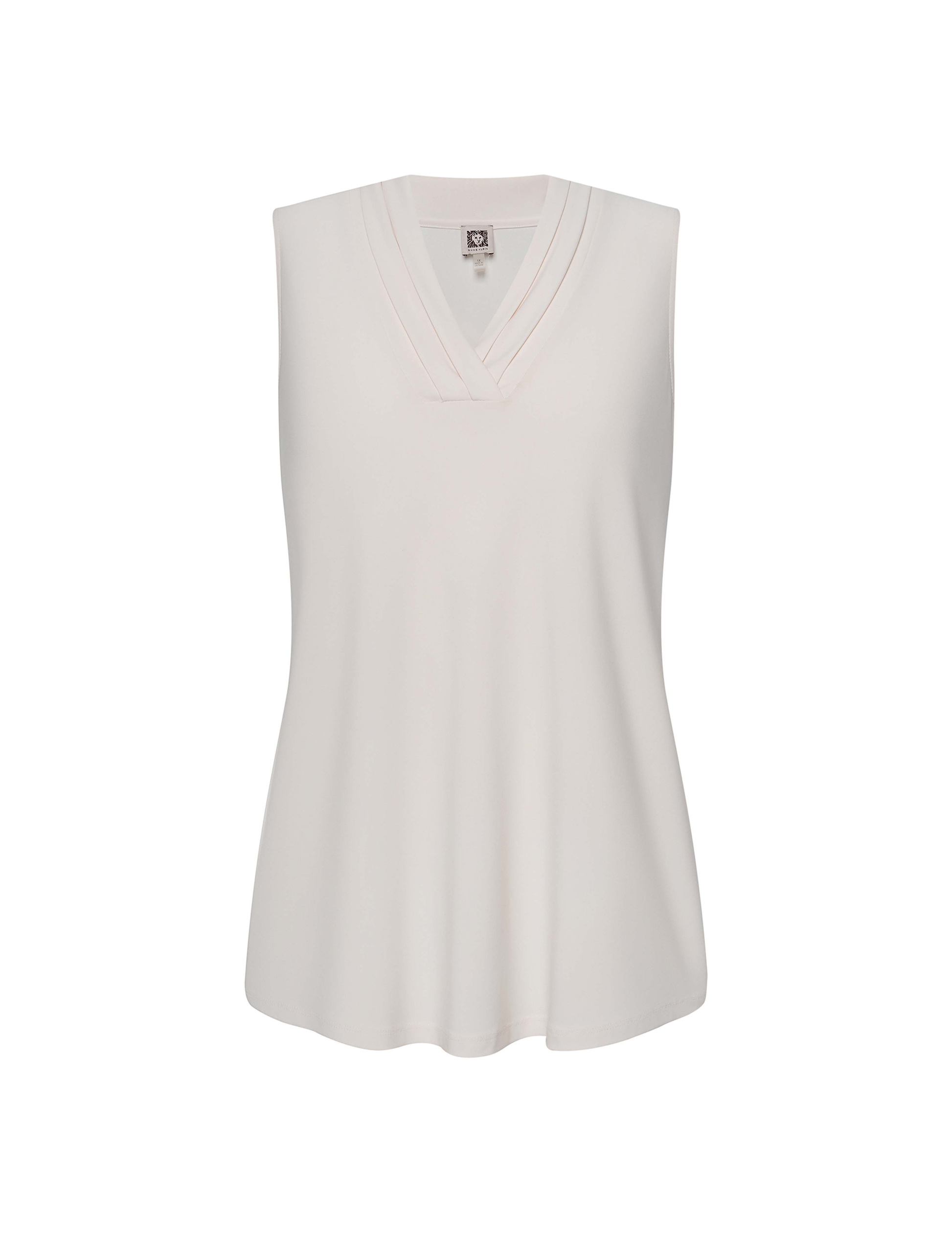 Anne Klein Plus Size Sleeveless V-Neck Pleat Top