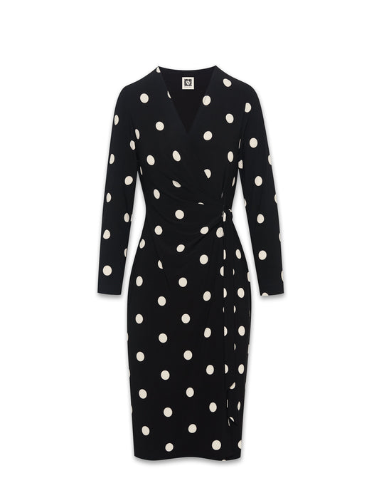 Anne Klein Petite Dot Print Faux Wrap Dress