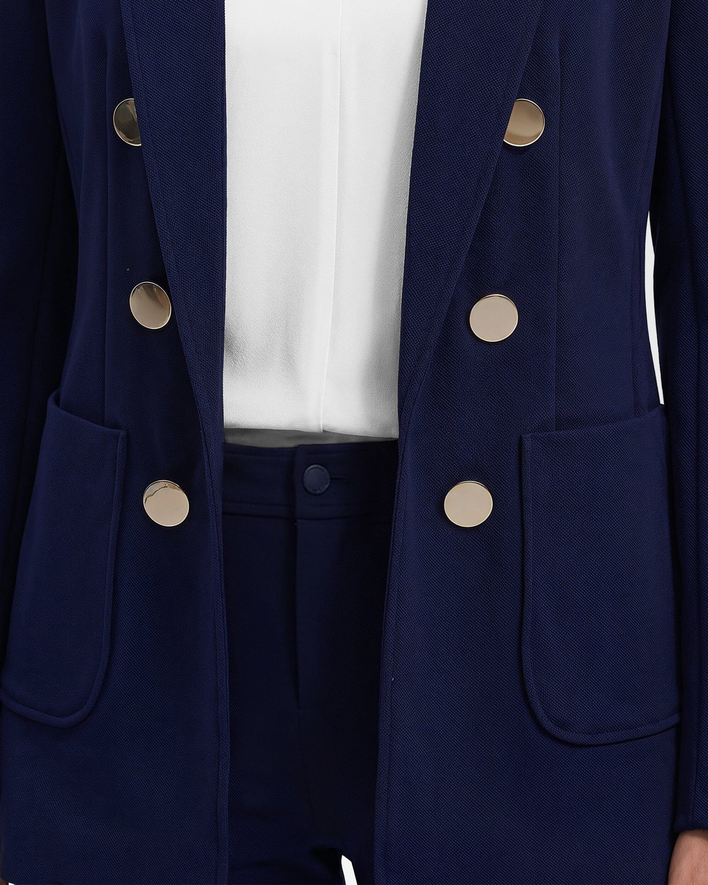Anne Klein Faux Double Breasted Blazer with Patch Pockets