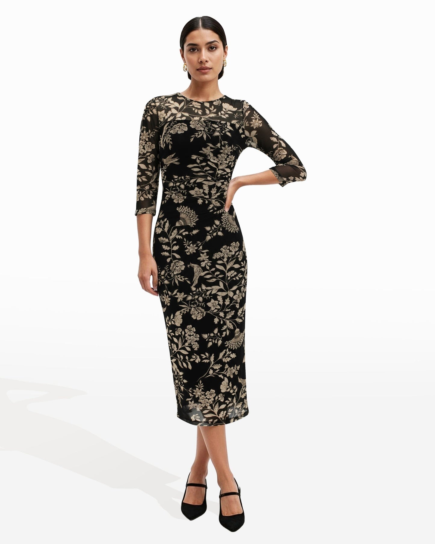 Anne Klein Side Ruched Midi Dress