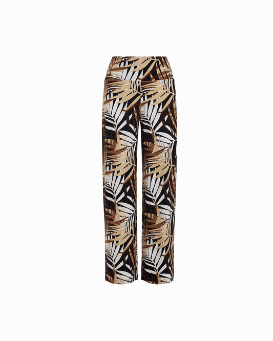 Anne Klein Wide-Leg Palazzo Pant with Wide Waistband in ANNE BLACK MULTI | Anne K