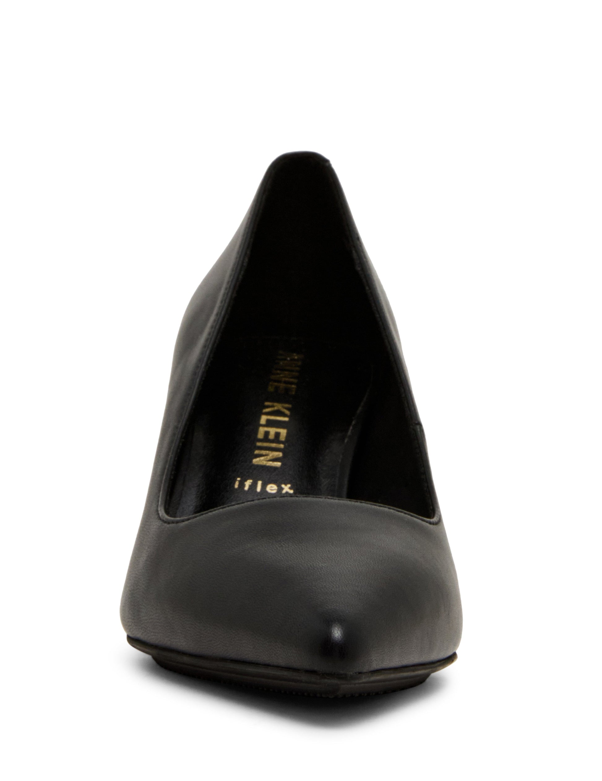 Anne Klein Relena Leather Pump in Black Leather
