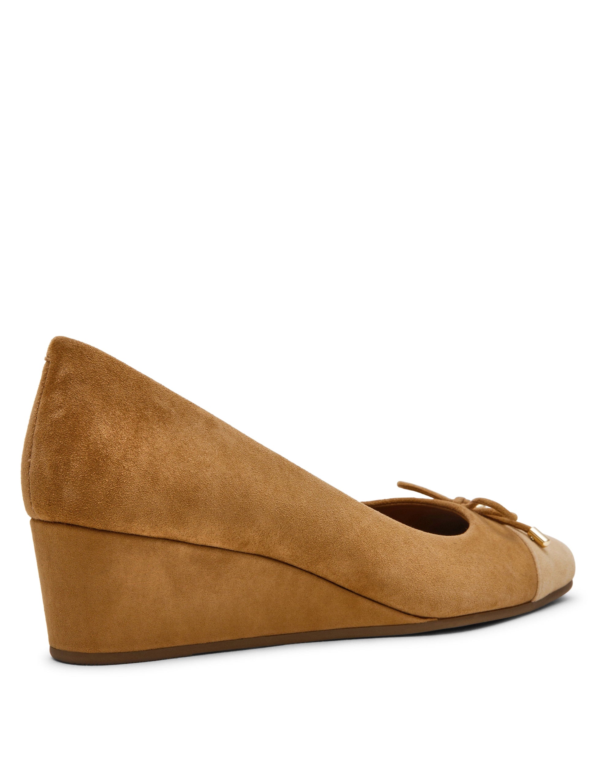 Anne Klein Leather Wedge Waiter Shoe in Tan Suede
