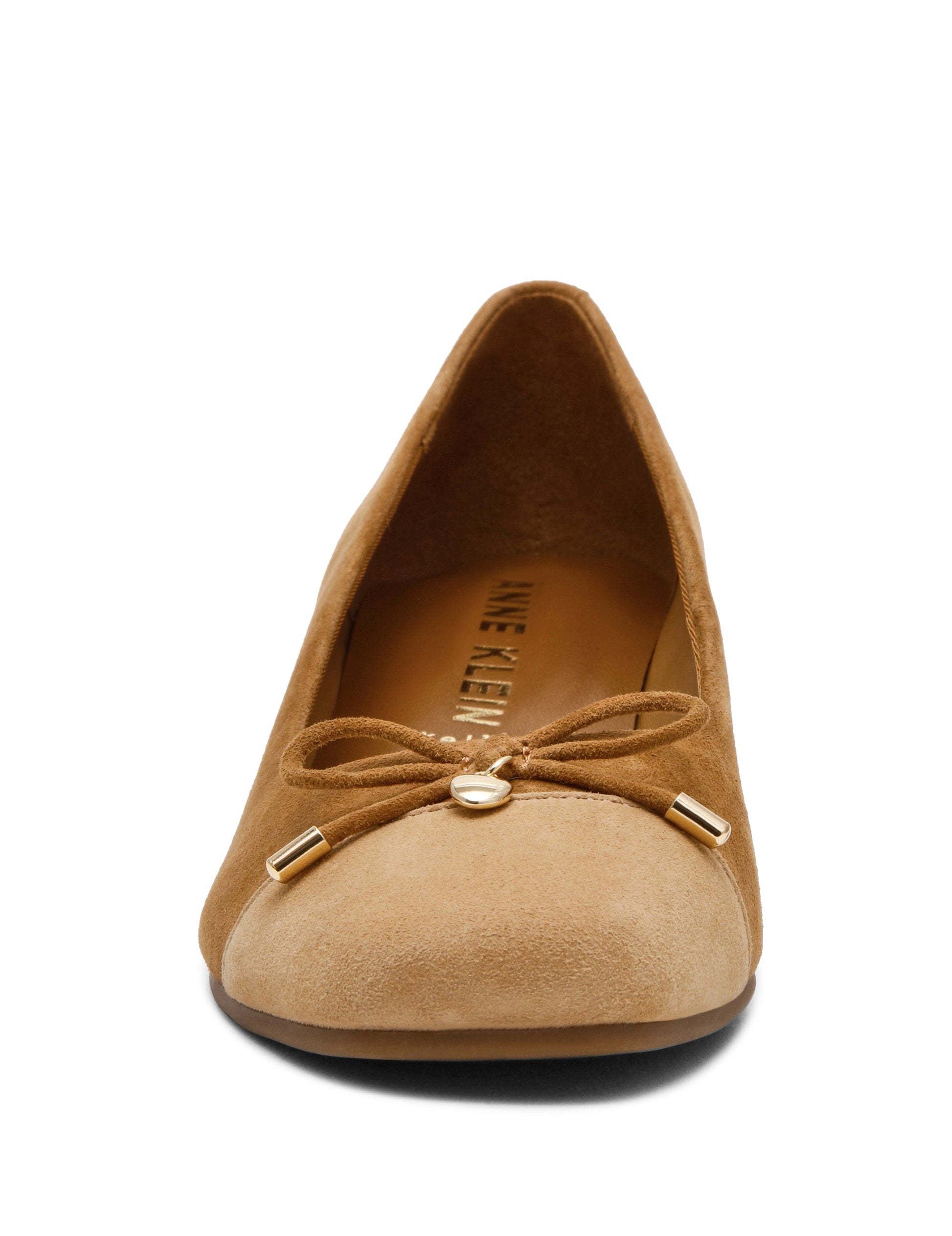 Anne Klein Leather Wedge Waiter Shoe in Tan Suede
