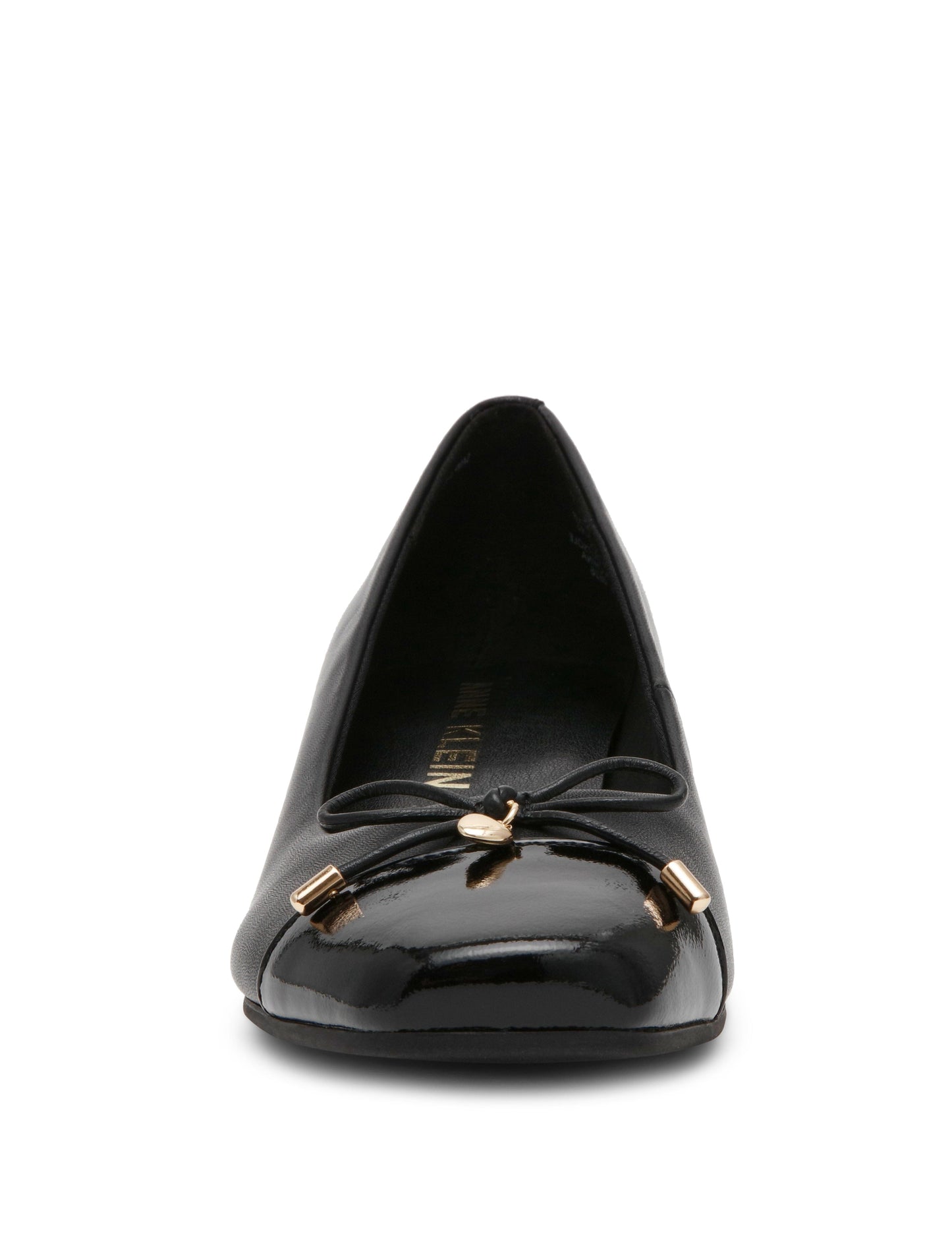 Anne Klein Leather Wedge Waiter Shoe in Black Leather