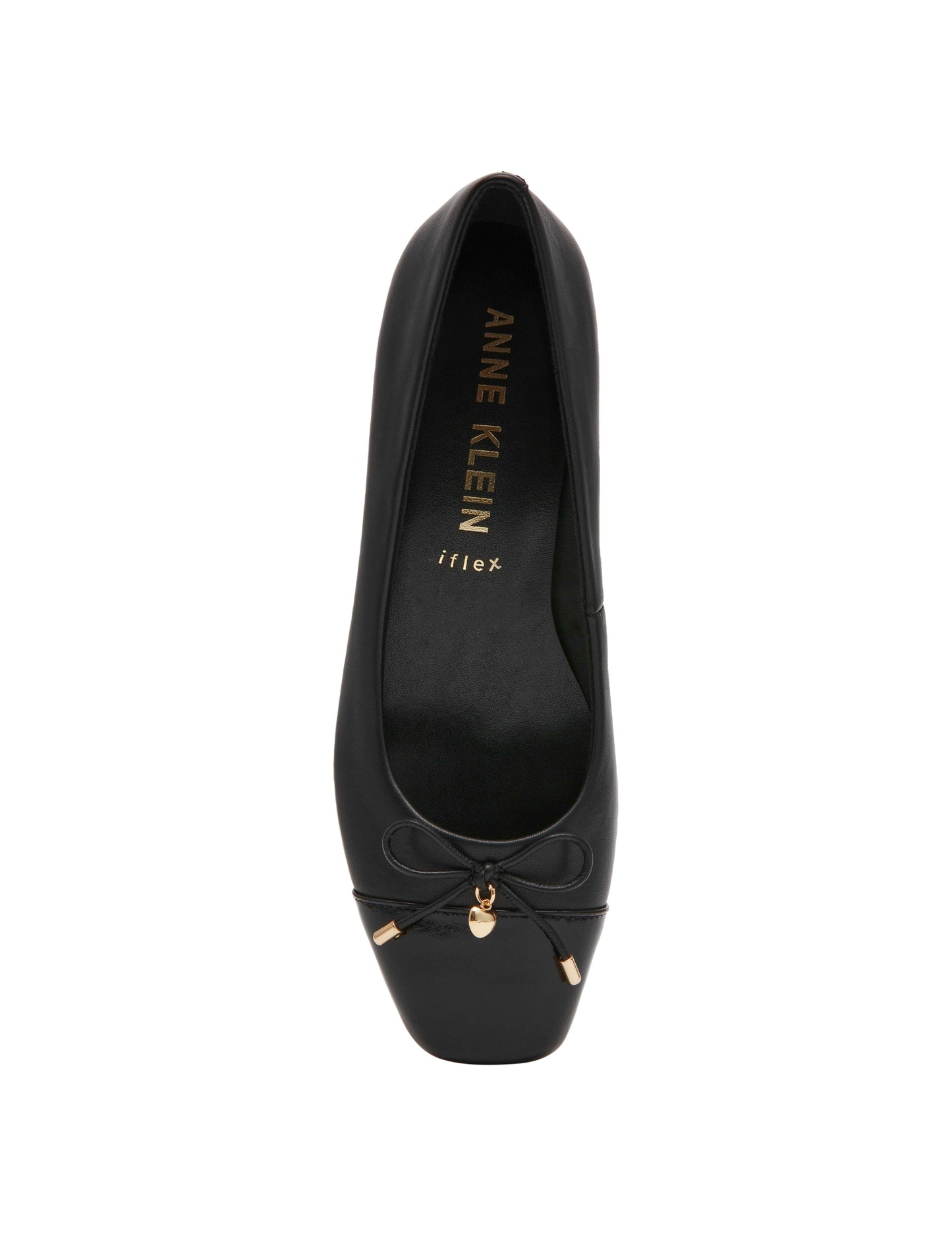 Anne Klein Leather Wedge Waiter Shoe in Black Leather