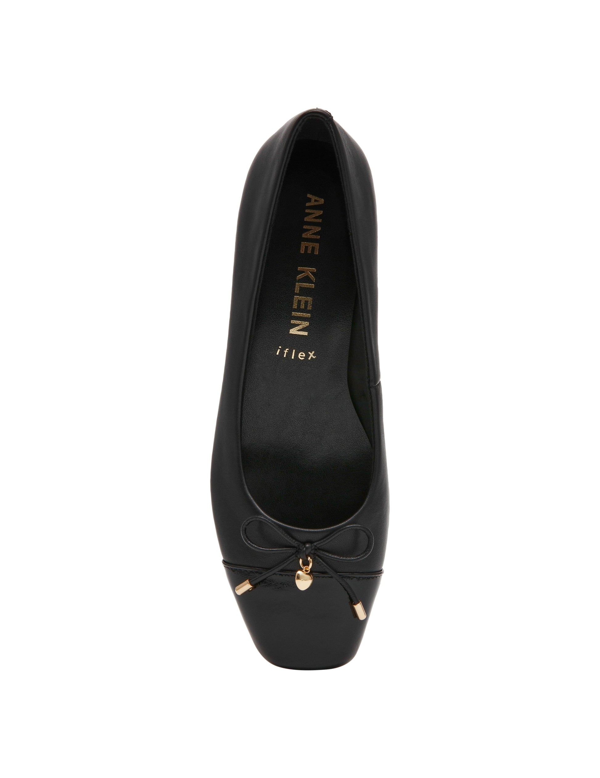 Anne Klein Leather Wedge Waiter Shoe in Black Leather
