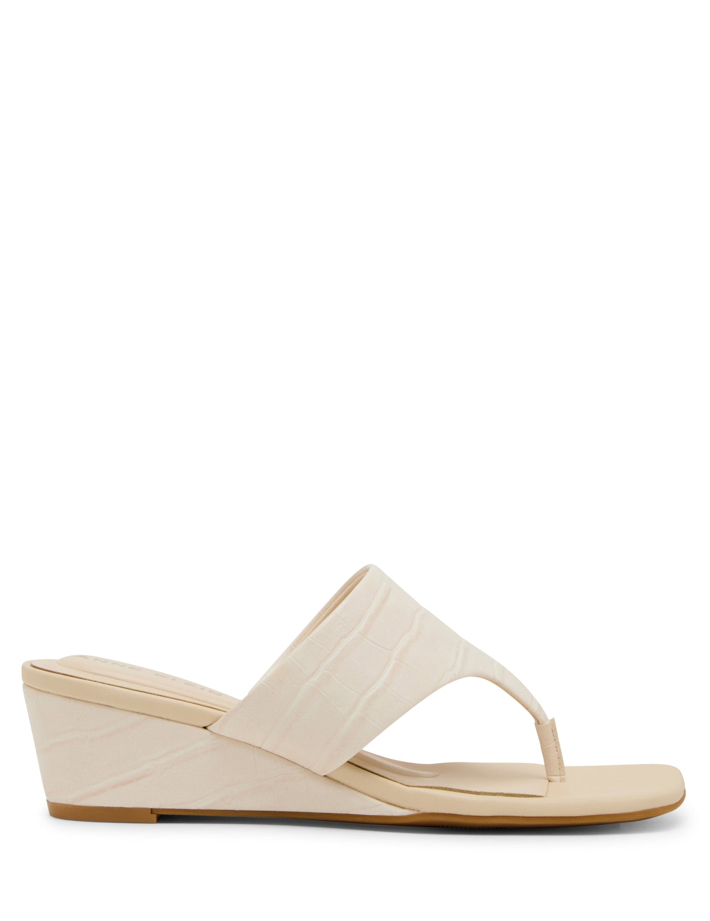 Anne Klein Willing Strappy Flat Sandal in Bone Croc
