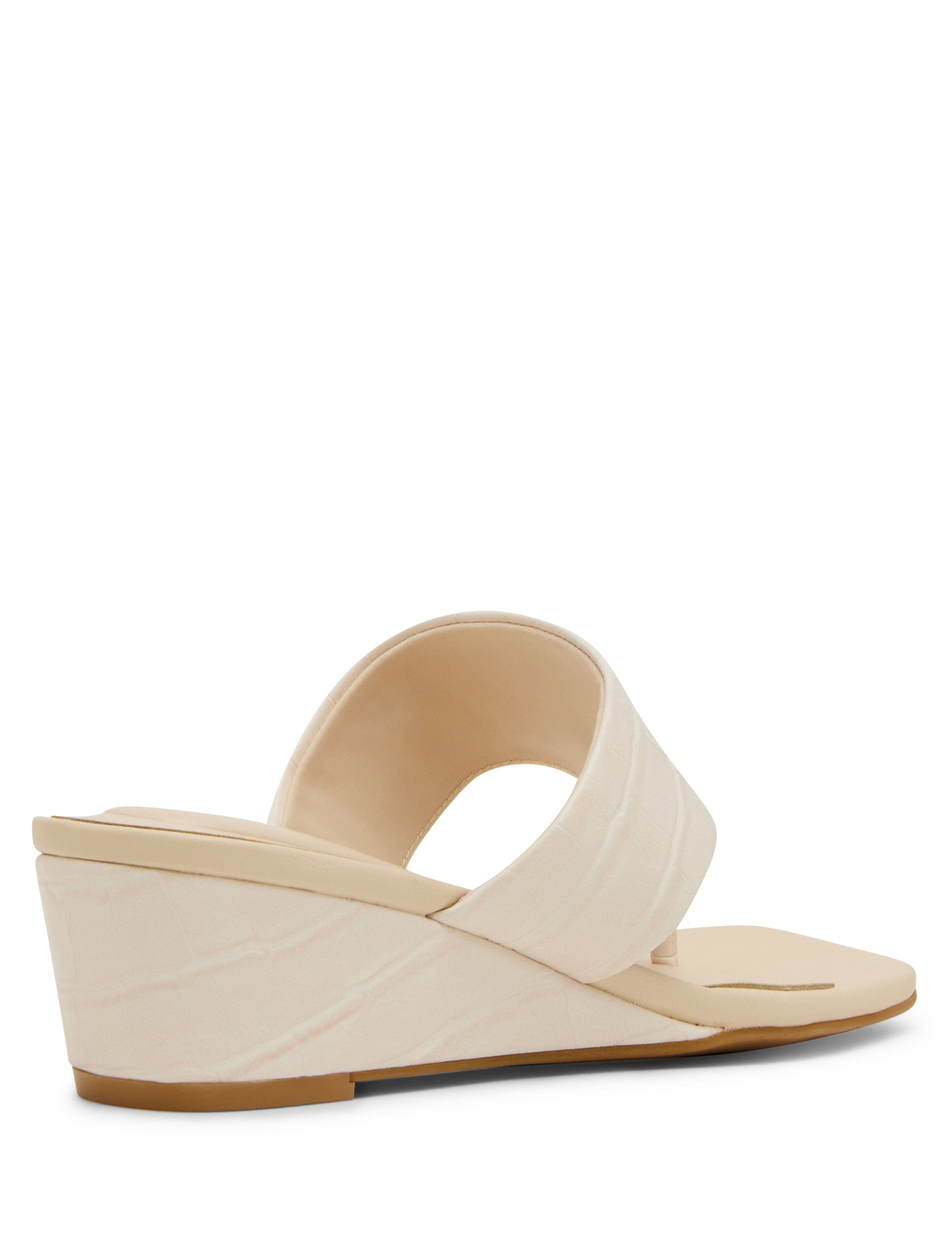 Anne Klein Willing Strappy Flat Sandal in Bone Croc