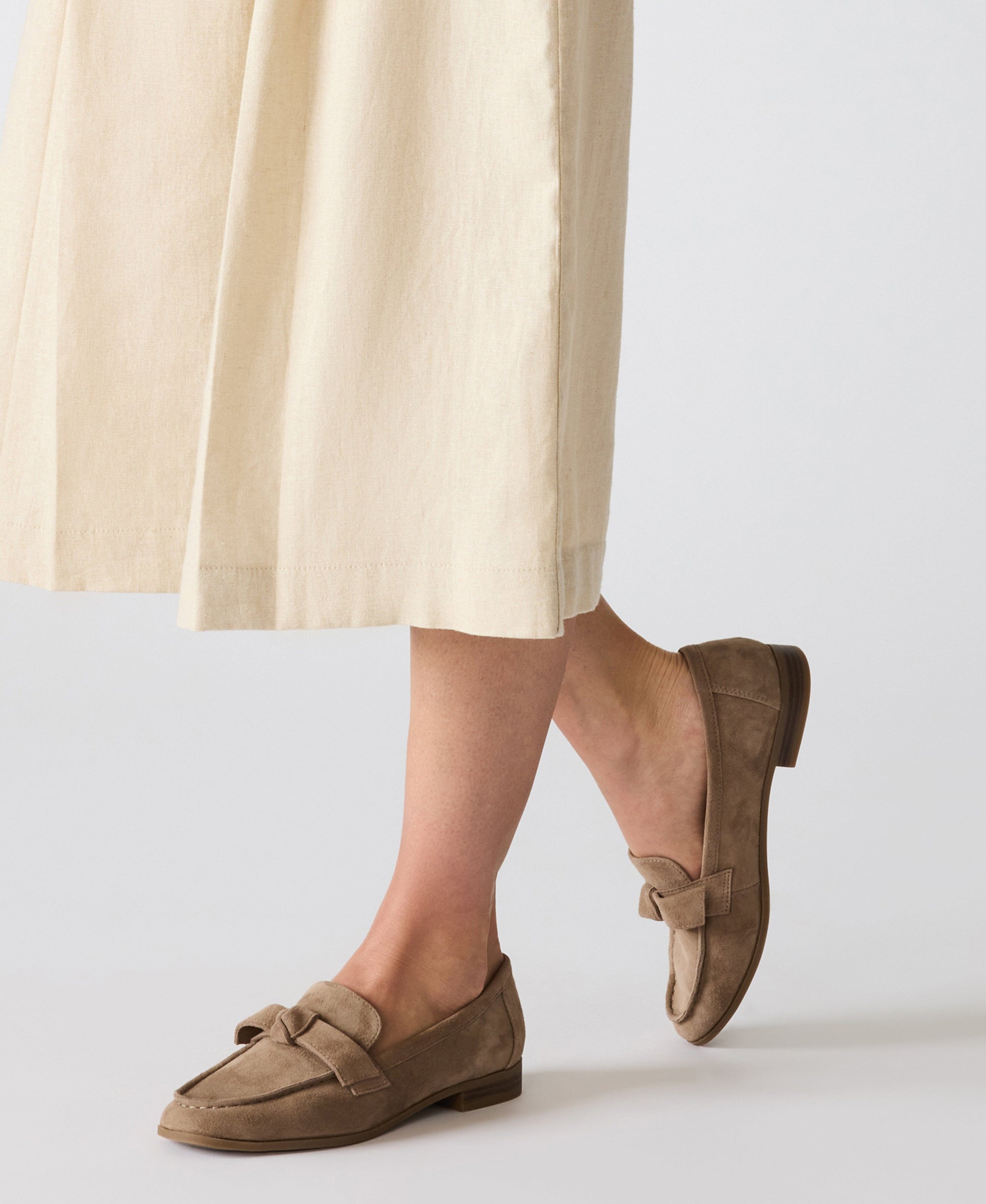 Anne Klein Bowie Slip-On Loafer in Taupe Suede