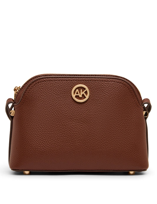 Anne Klein Dome Crossbody Bag with Detachable Card Case in Walnut