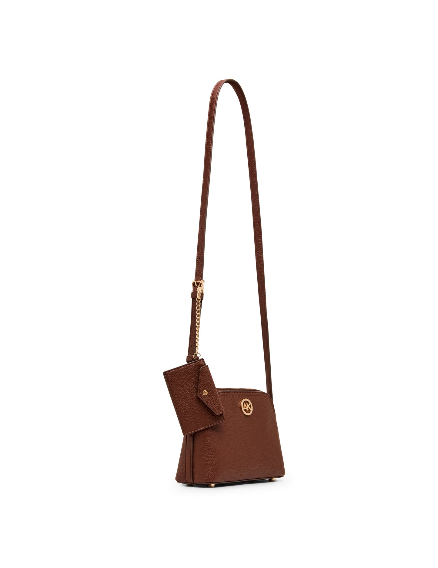 Anne Klein Dome Crossbody Bag with Detachable Card Case in Walnut