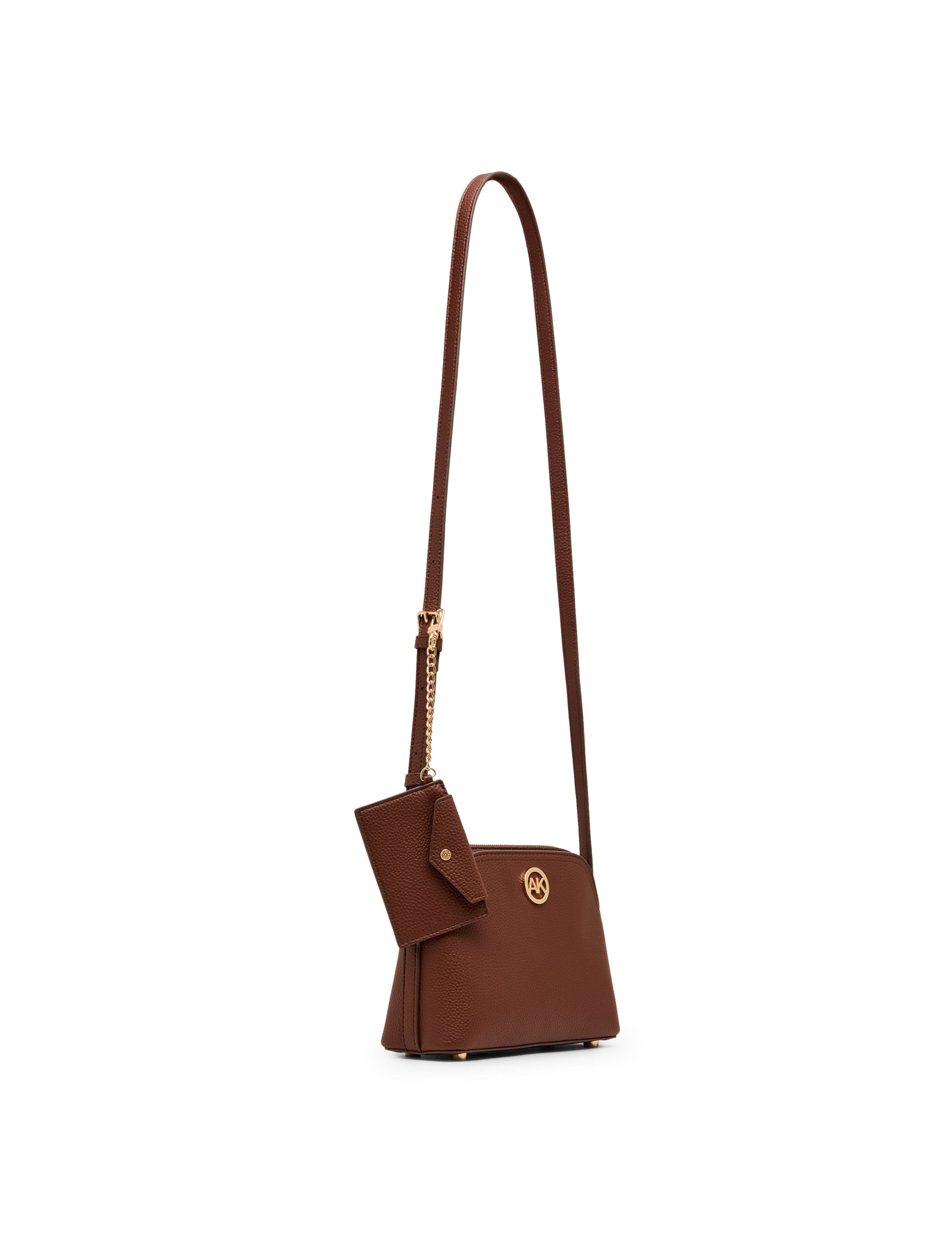 Anne Klein Dome Crossbody Bag with Detachable Card Case in Walnut