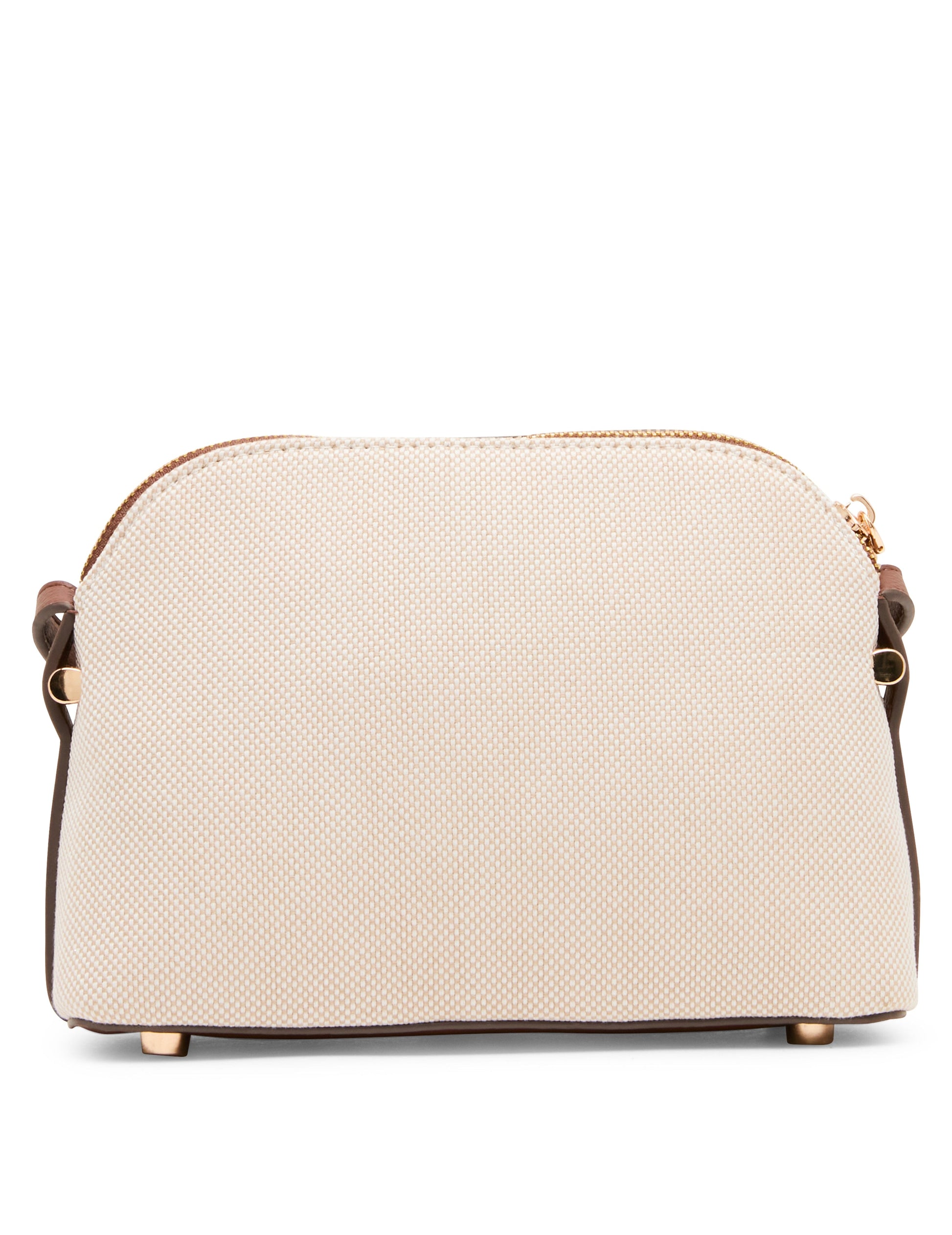 Anne Klein Dome Crossbody Bag with Detachable Card Case in Natural / Walnut | Ann