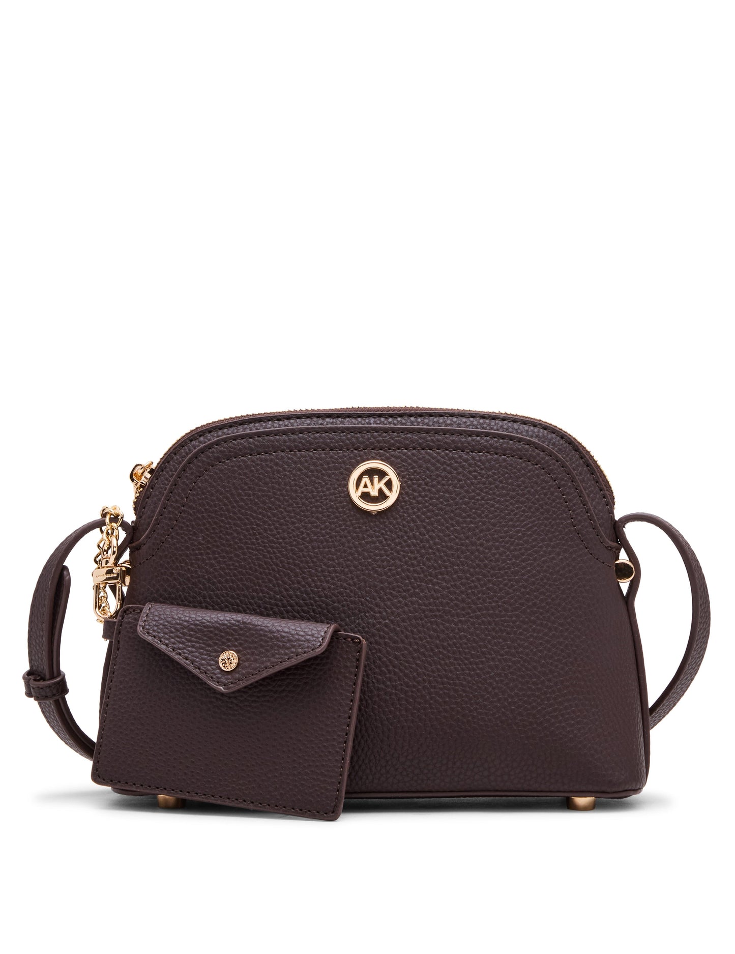 Anne Klein Dome Crossbody Bag with Detachable Card Case in Espresso