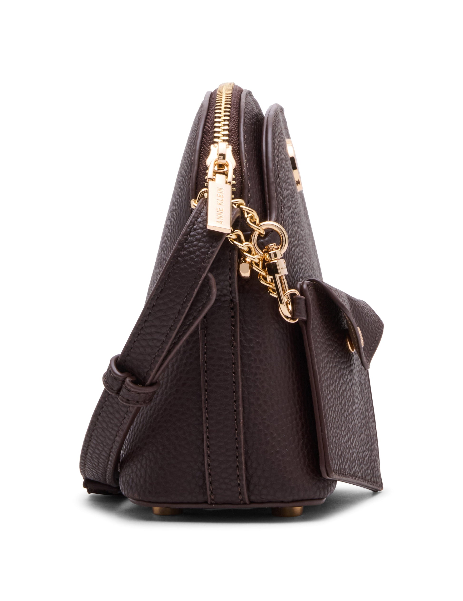 Anne Klein Dome Crossbody Bag with Detachable Card Case in Espresso