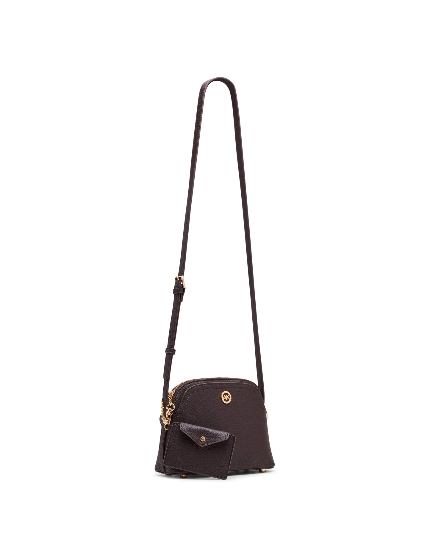 Anne Klein Dome Crossbody Bag with Detachable Card Case in Espresso