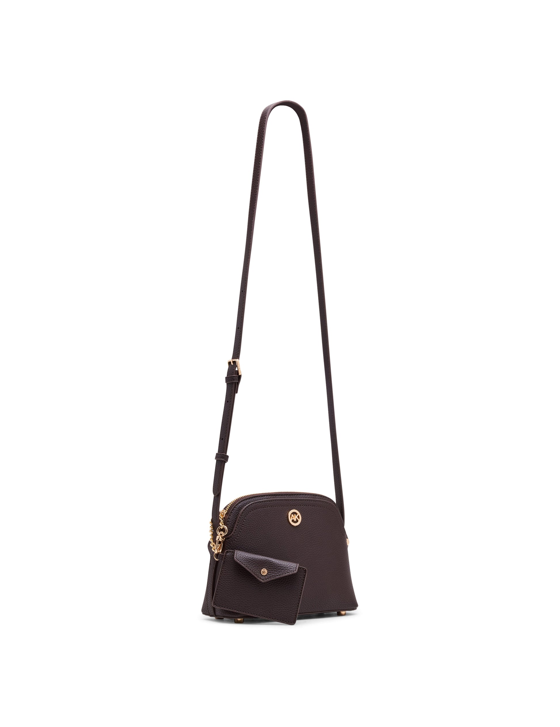 Anne Klein Dome Crossbody Bag with Detachable Card Case in Espresso