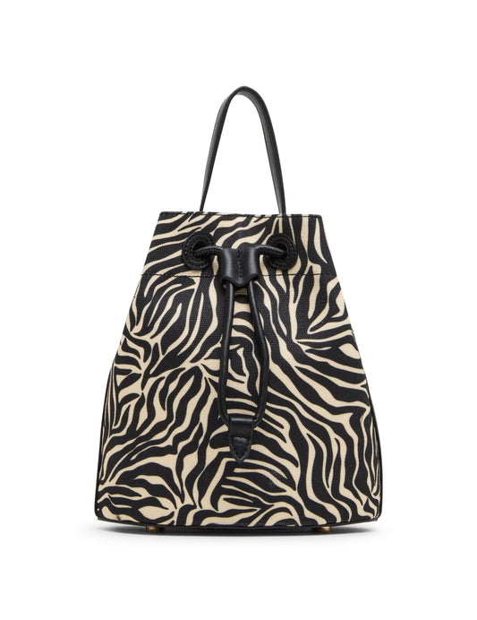 Anne Klein Printed Bucket Bag in Zebra: Black-Cream / Black