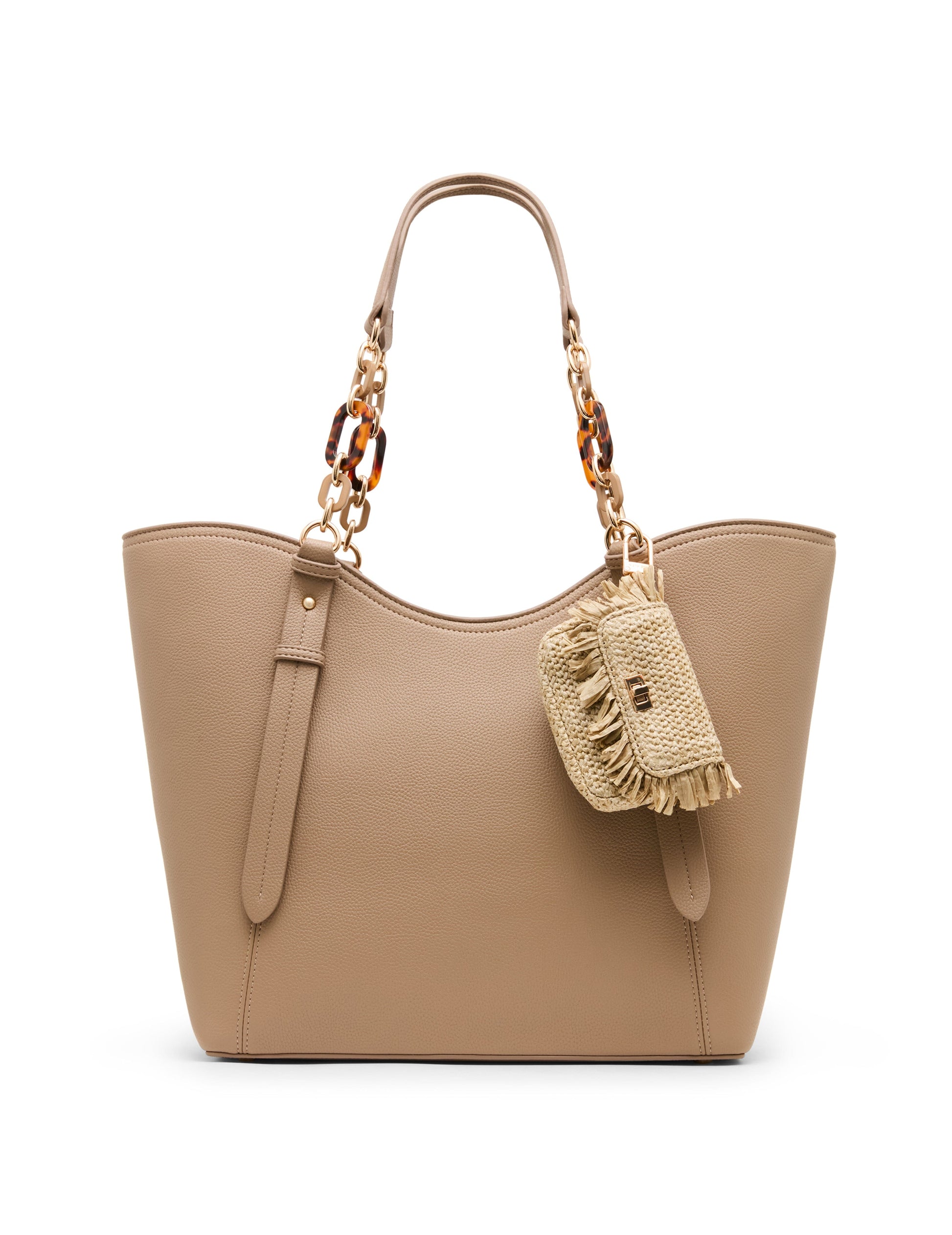 Anne Klein Medium Tote Bag with Pouch in Truffle / Tan