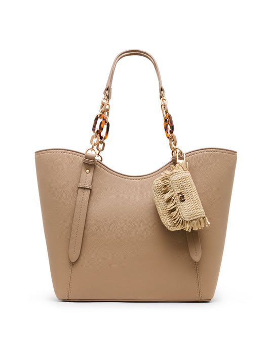 Anne Klein Medium Tote Bag with Pouch in Truffle / Tan
