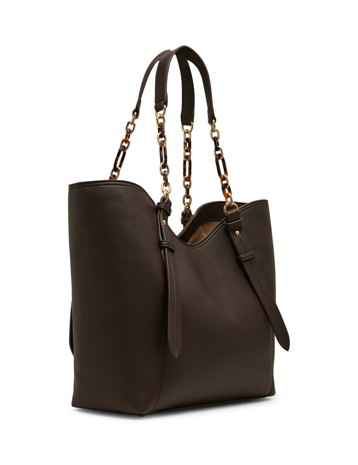 Anne Klein Medium Tote Bag with Pouch in Espresso / Tan