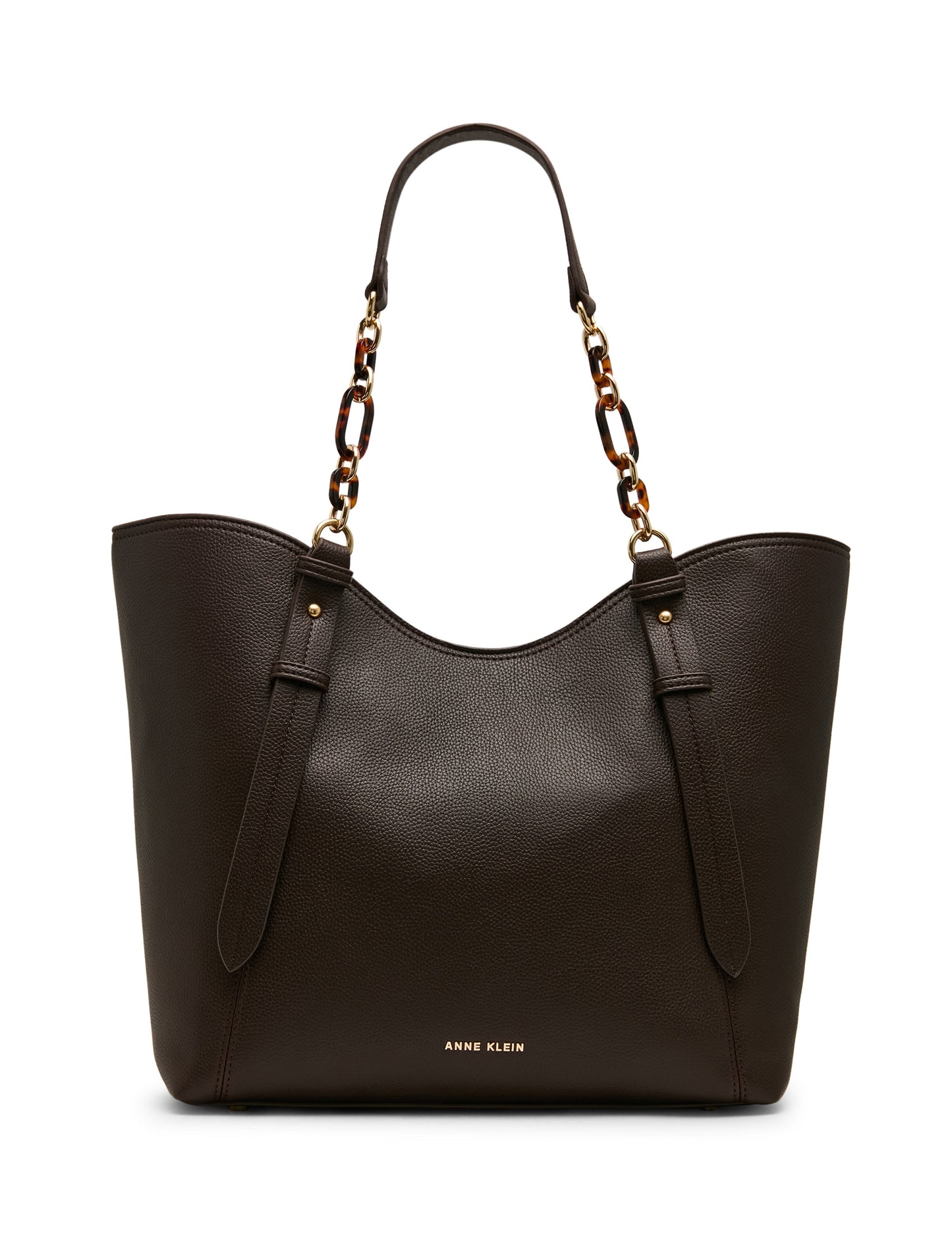 Anne Klein Medium Tote Bag with Pouch in Espresso / Tan