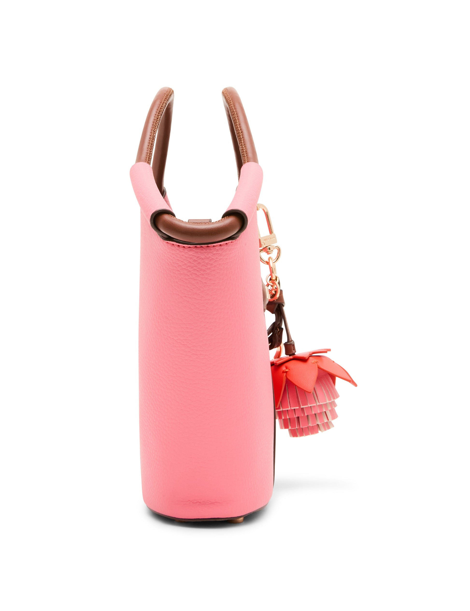 Anne Klein Small Tote Bag with Bag Charm in Watermelon / Hazelnut