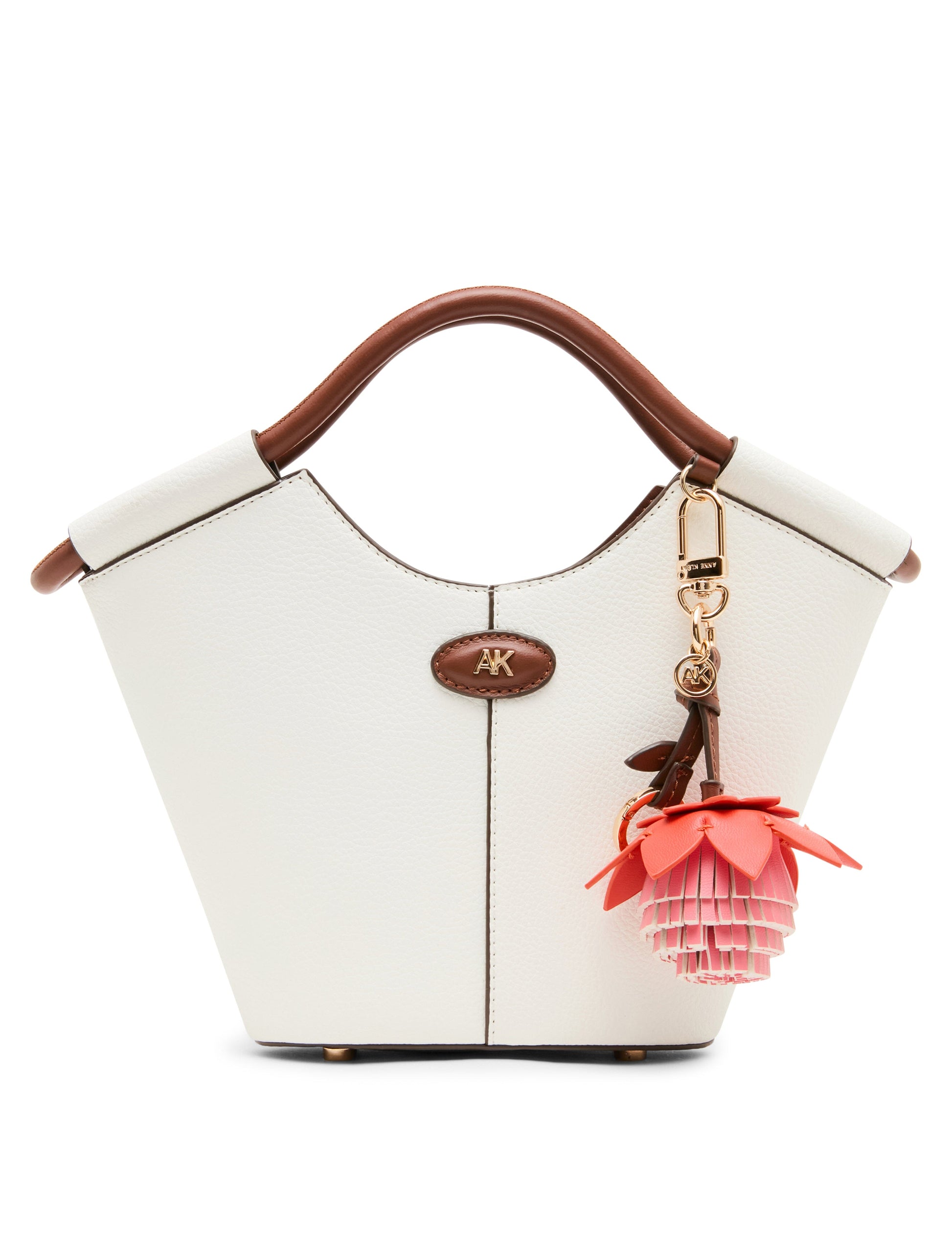Anne Klein Small Tote Bag with Bag Charm in Vanilla Latte / Hazelnut