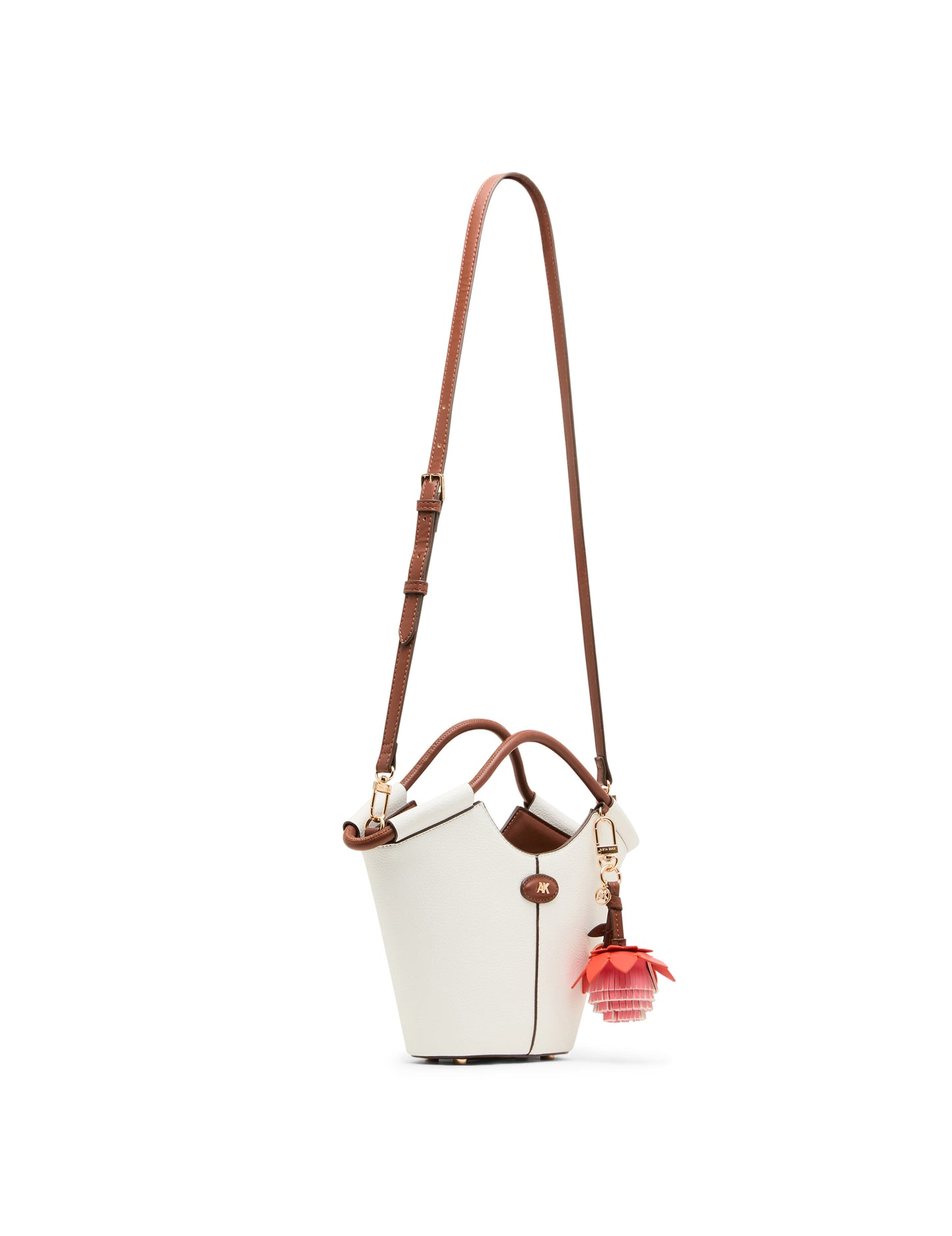 Anne Klein Small Tote Bag with Bag Charm in Vanilla Latte / Hazelnut
