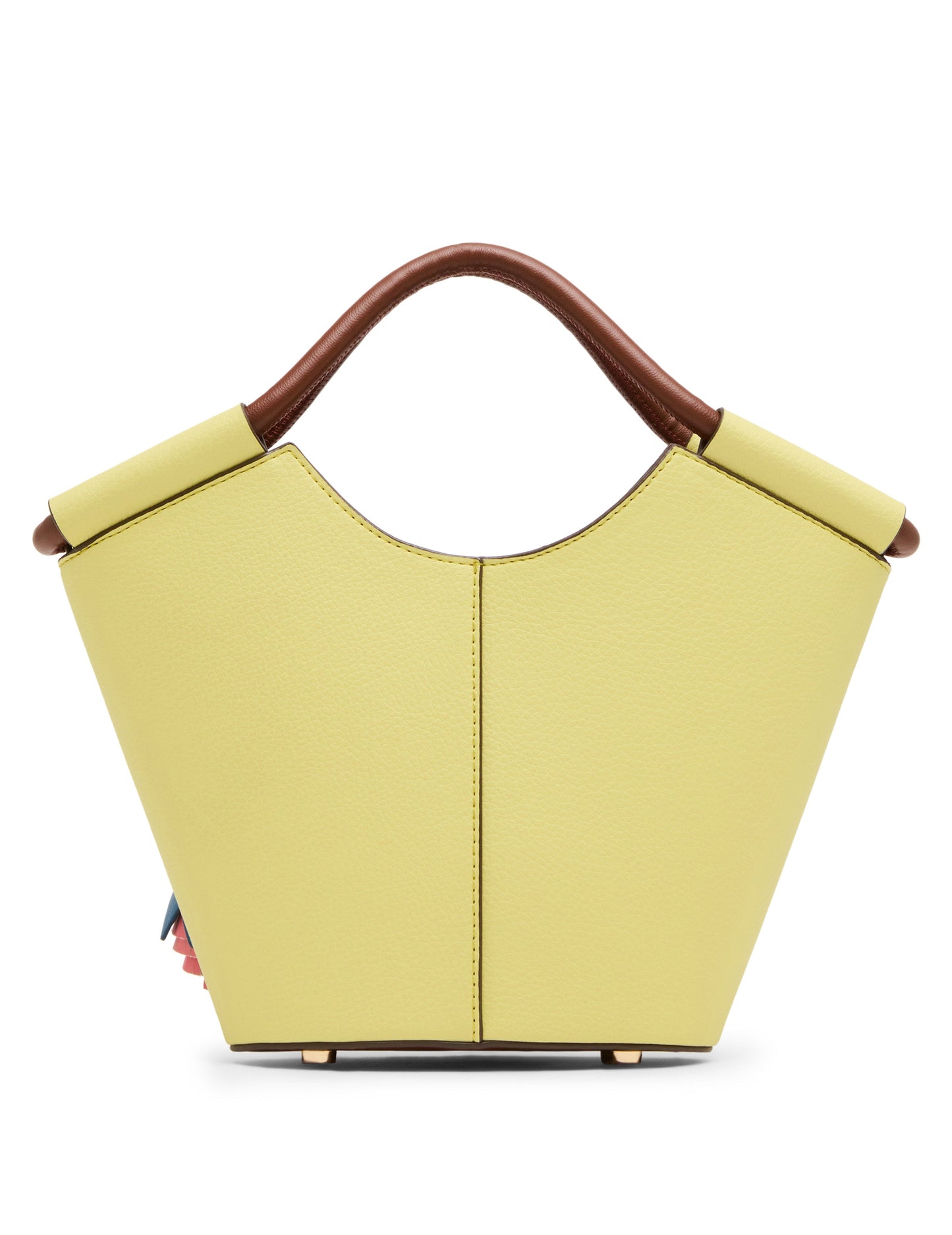 Anne Klein Small Tote Bag with Bag Charm in Sour Lemon / Hazelnut