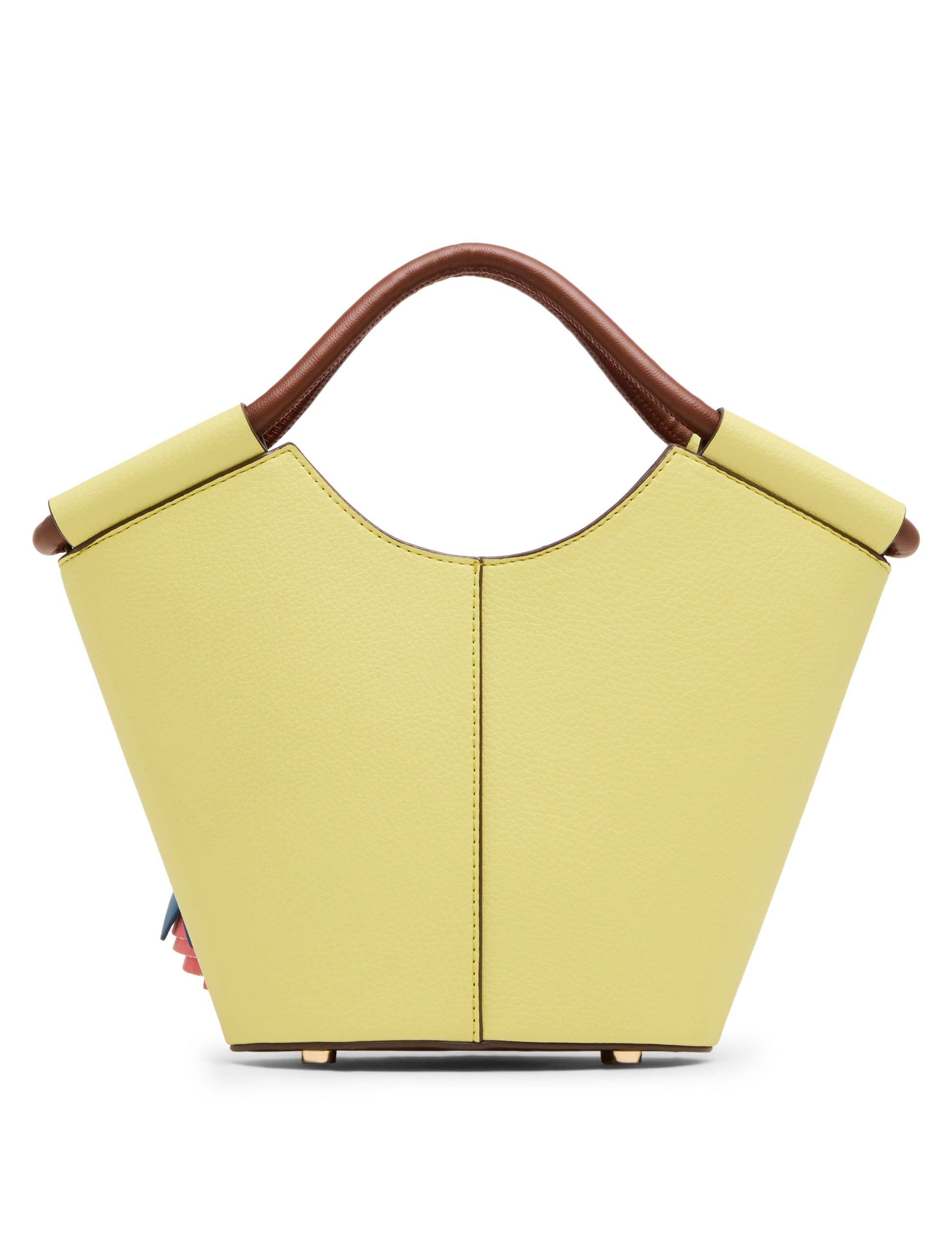 Anne Klein Small Tote Bag with Bag Charm in Sour Lemon / Hazelnut