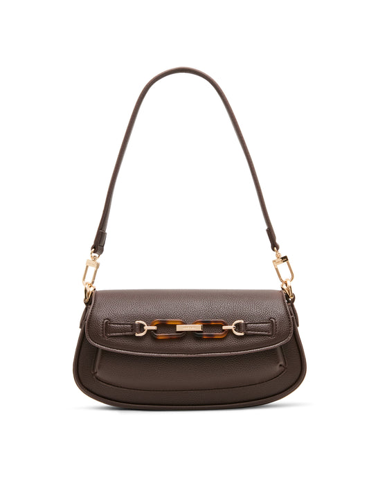 Anne Klein Tortoise Chain Link Shoulder Bag in Espresso