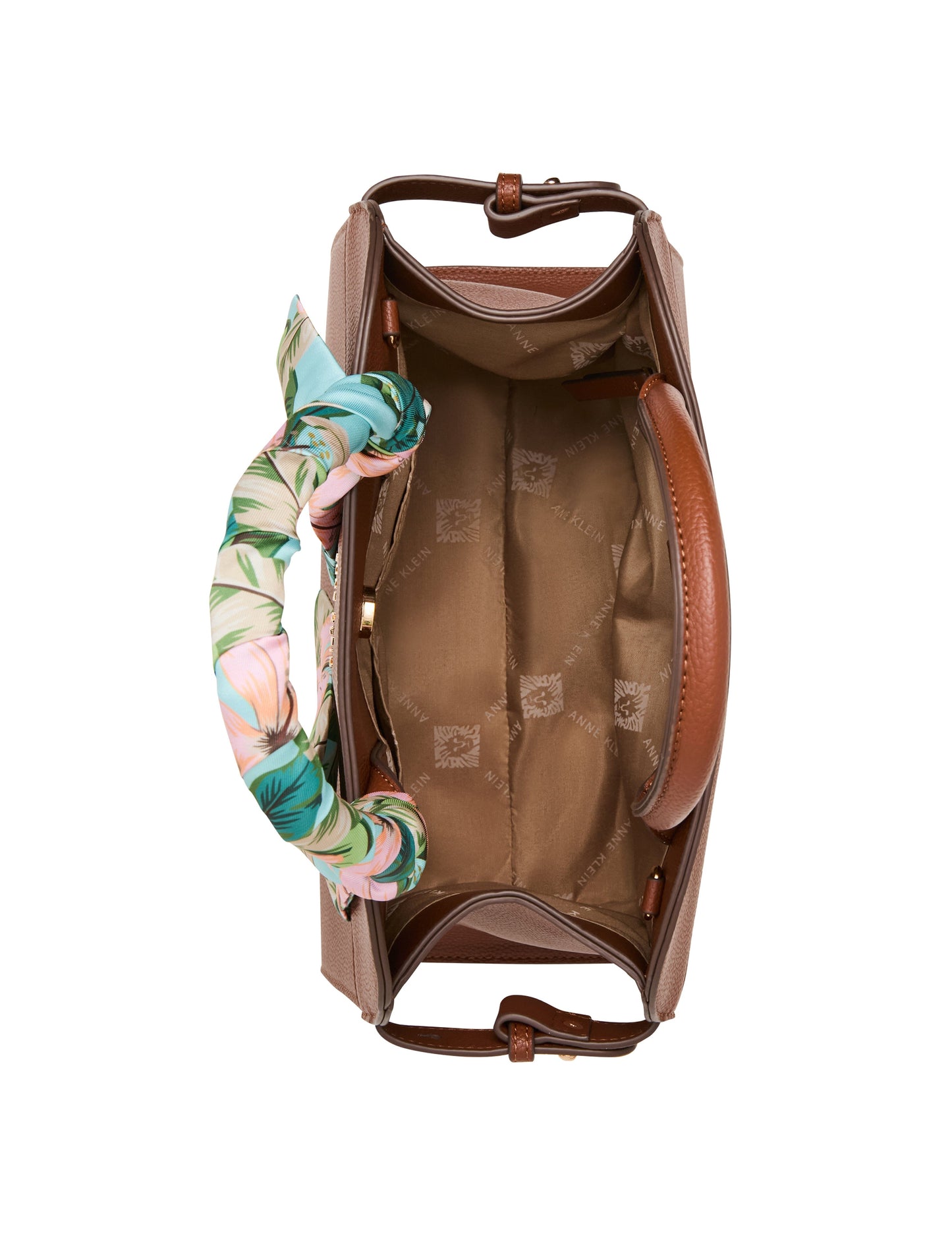 Anne Klein Rounded Satchel with Convertible Strap in Hazelnut / Hibiscus-Pink Mul