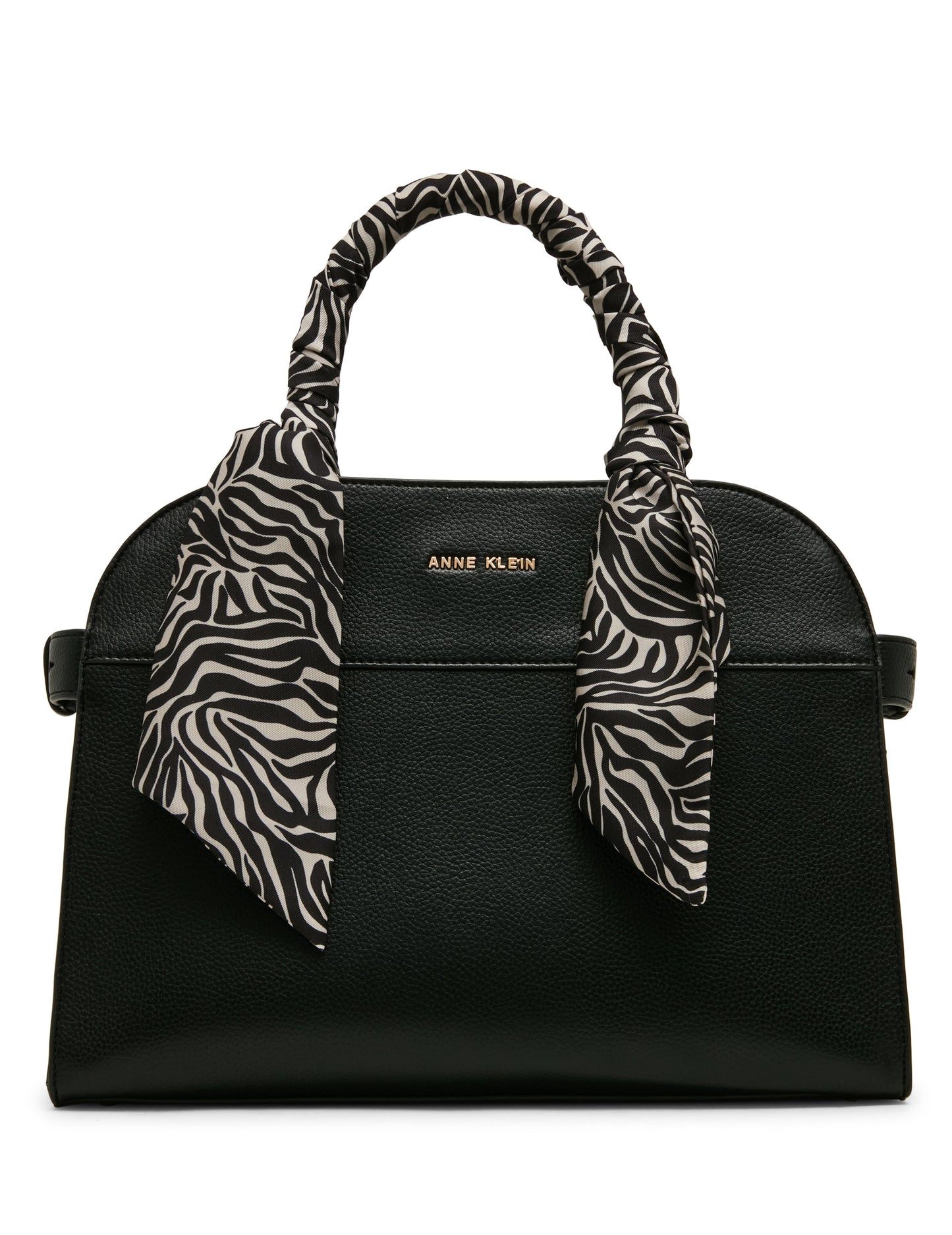 Anne Klein Rounded Satchel with Convertible Strap in Black / Zebra
