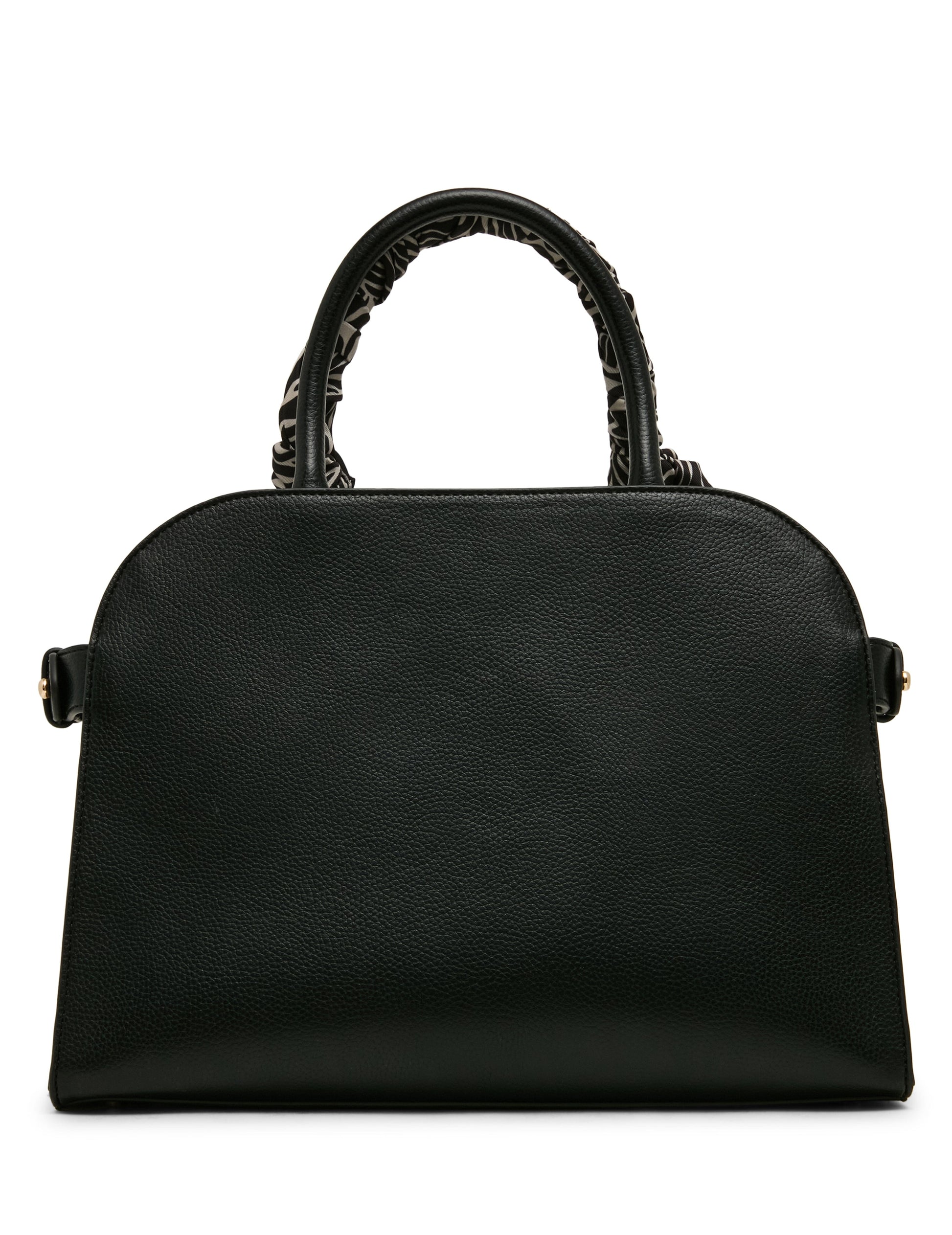 Anne Klein Rounded Satchel with Convertible Strap in Black / Zebra