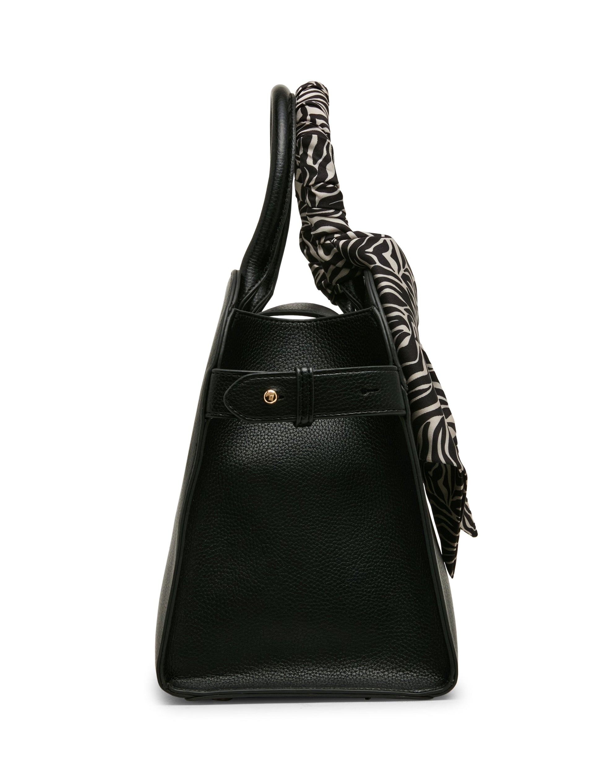 Anne Klein Rounded Satchel with Convertible Strap in Black / Zebra